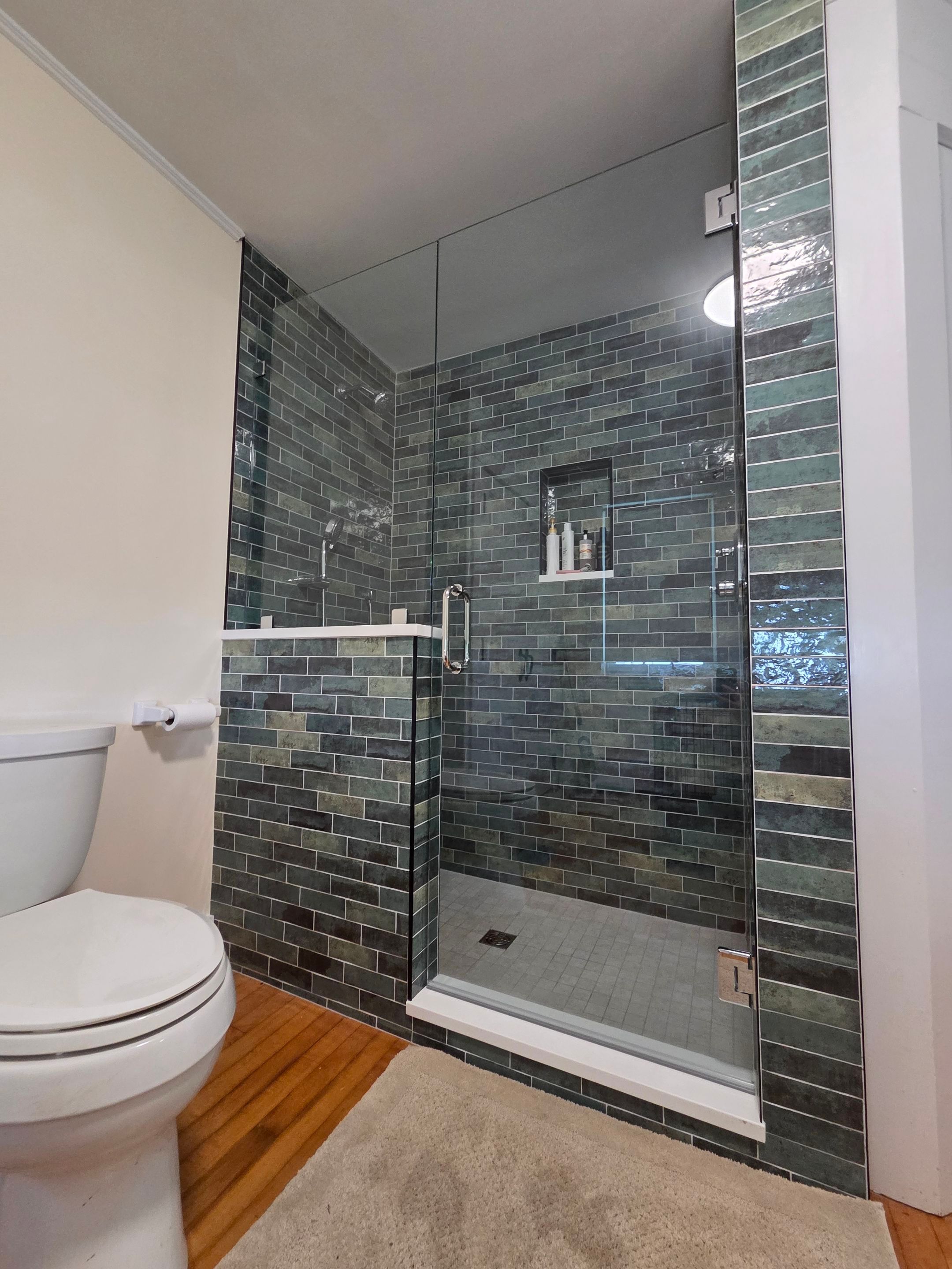 Bathroom Remodel using Tempered Shower Glass by Cheshire Glass Company