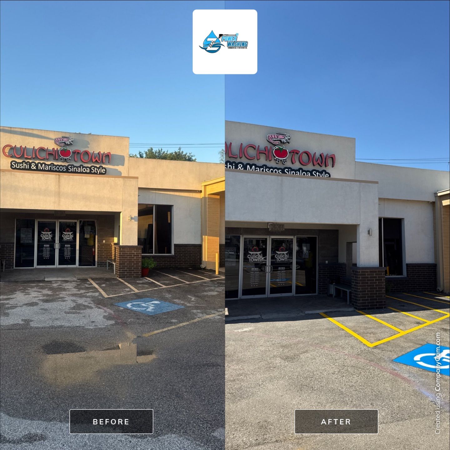 Culichi Town - Parking Lot Striping and Exterior Cleaning by Zeal Power Washing
