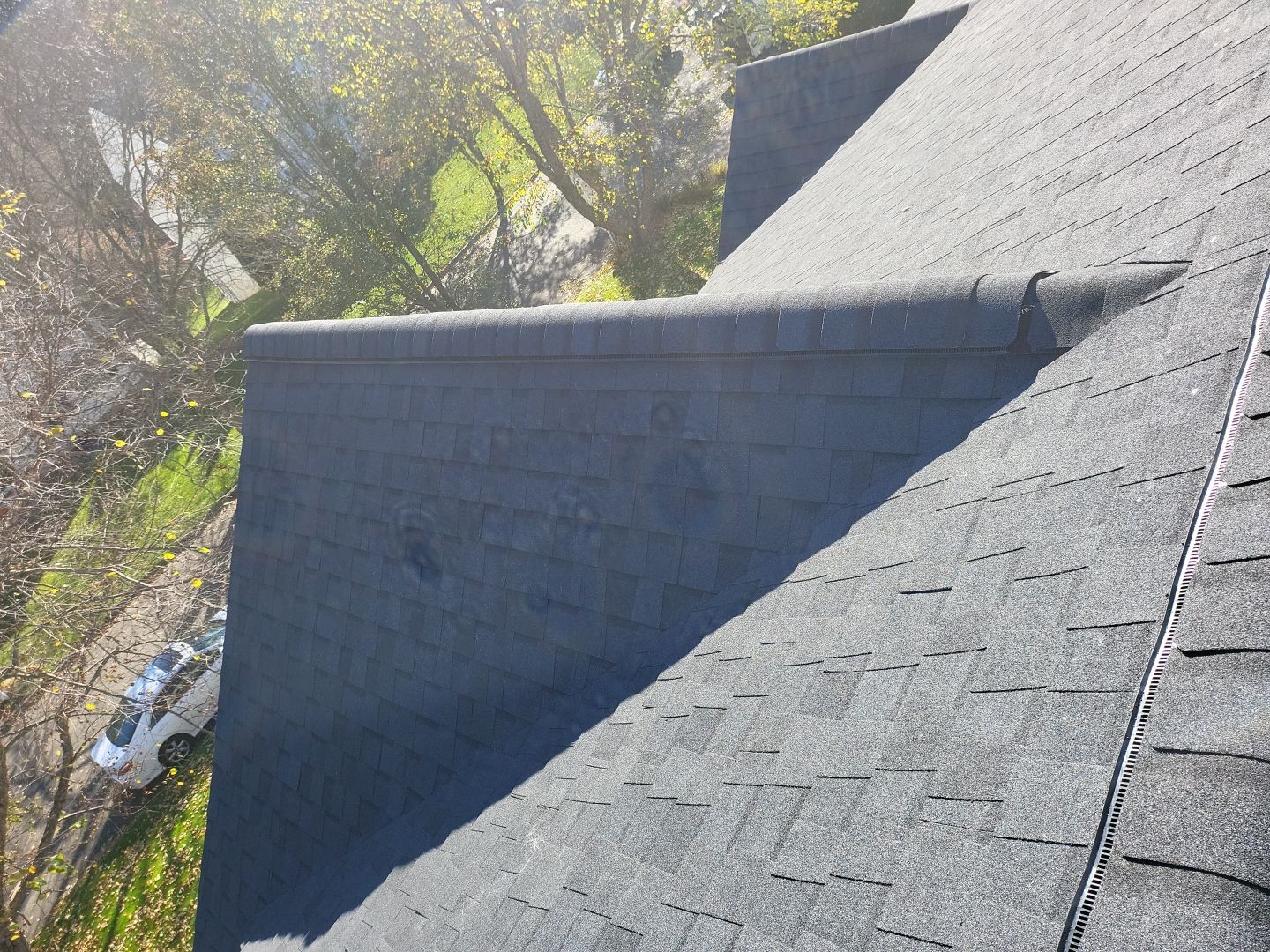 Residential Roofing Installation using Certainteed Landmark Moire Black by A Plus Exterior