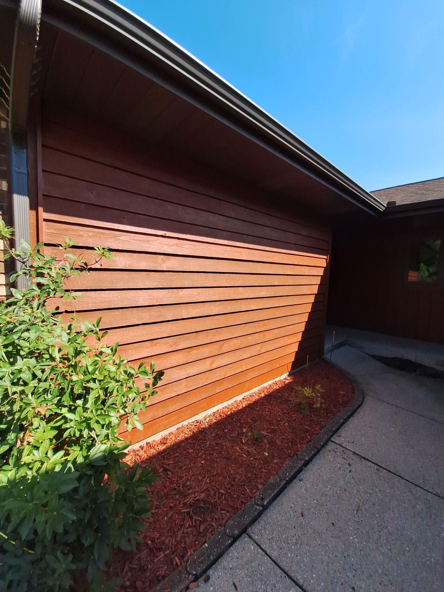 Front of home and garage staining by Gordon Painting