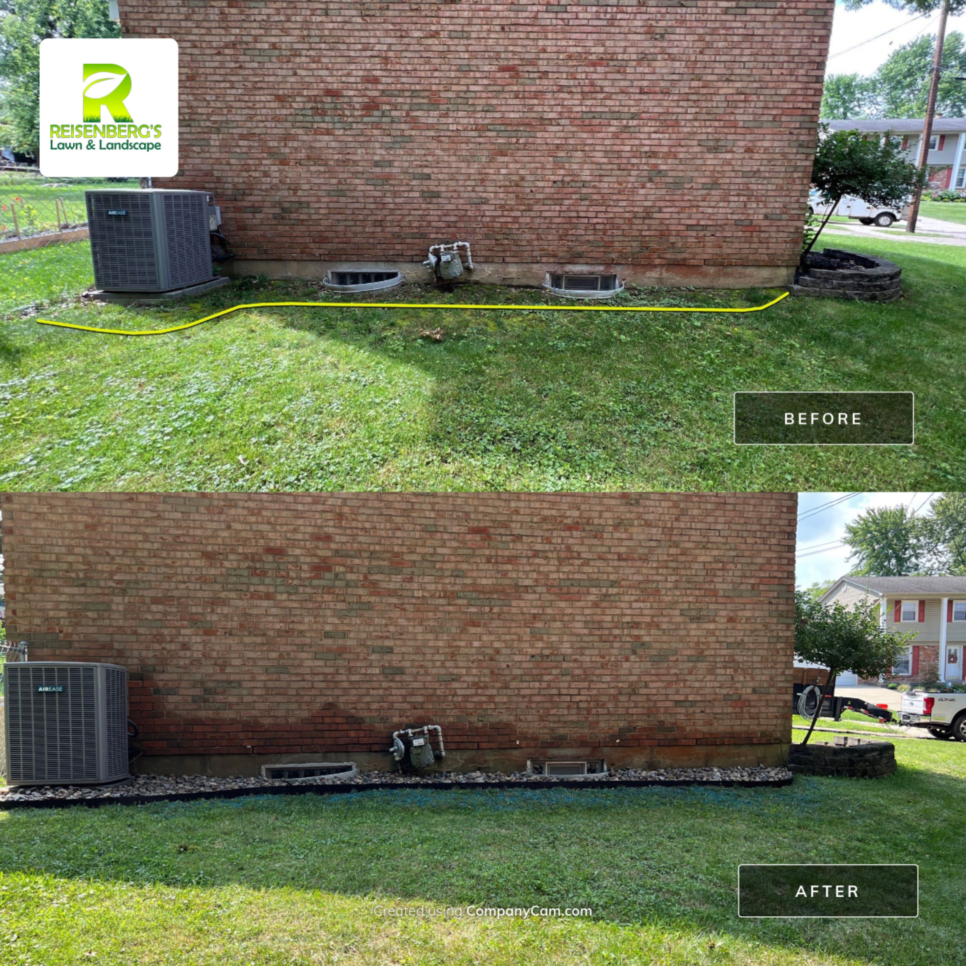 French Drain Install with Oversized River Gravel and Steel Metal Edging by Reisenberg’s Lawn & Landscape, LLC