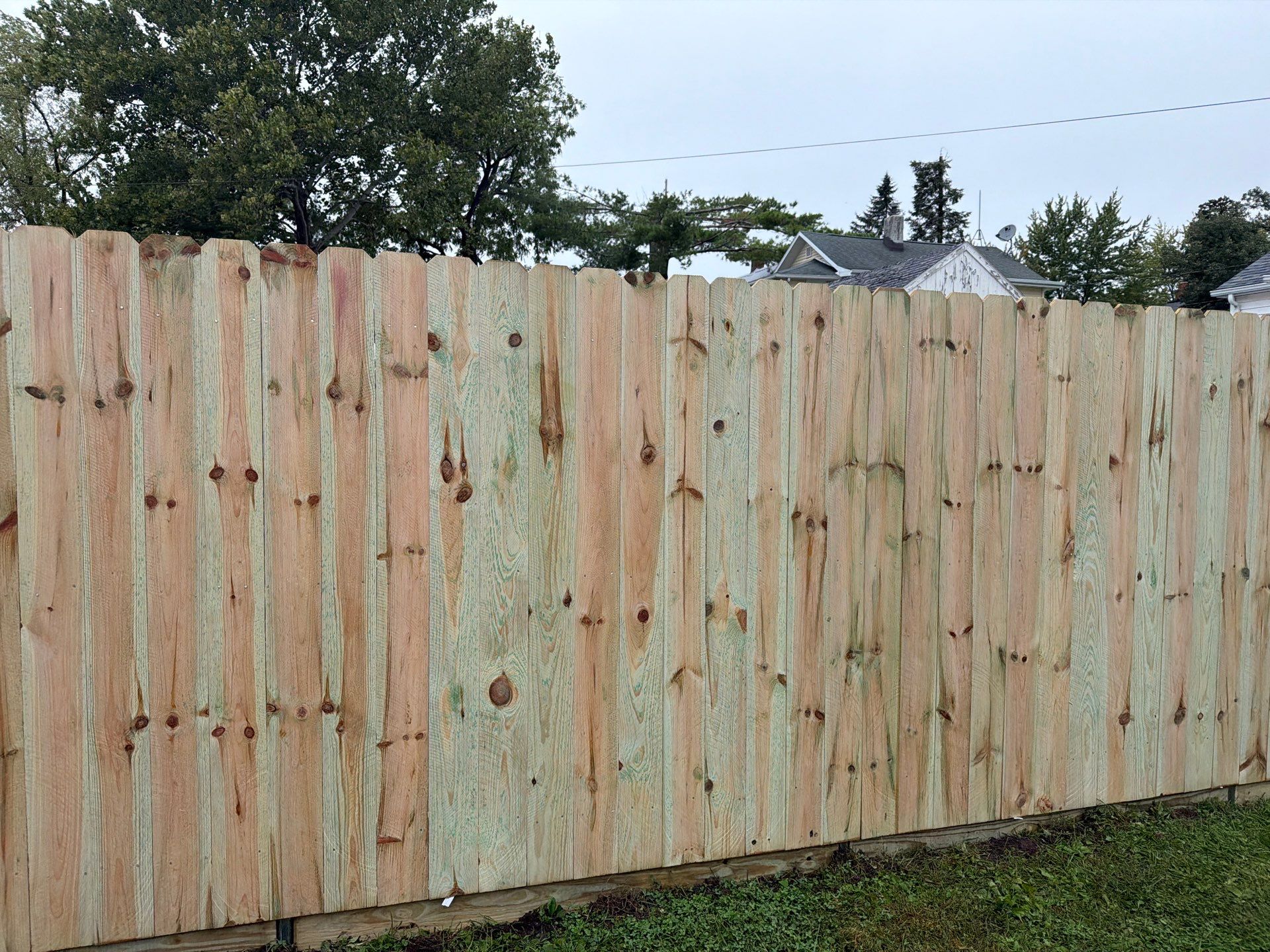 Custom Wood Privacy Fence and Black Chain Link Gate in Independence by Perfect Picket Fence and Stain