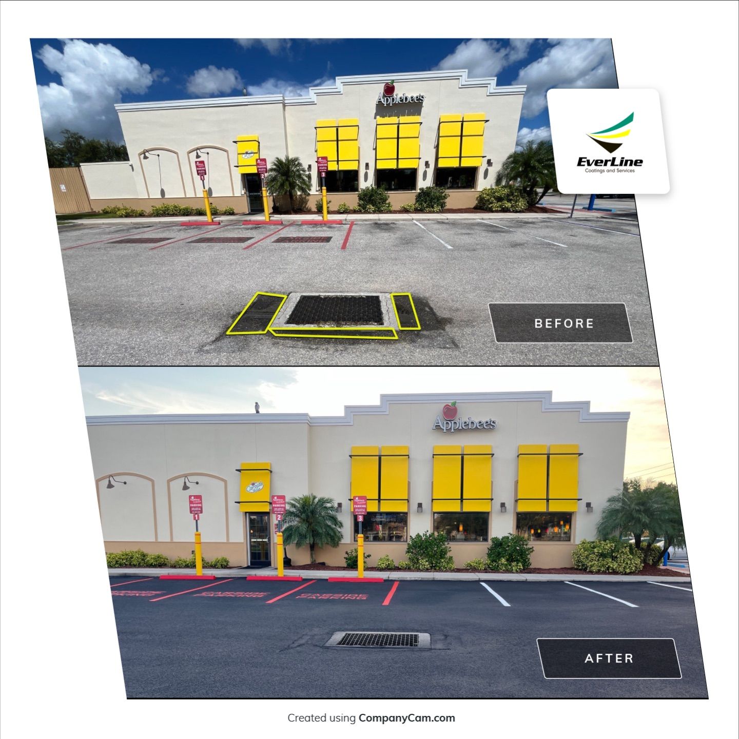 Smart Maintenance, Lasting Appeal: Parking Lot Upgrade at Applebee’s by Everline Coatings & Services - Southwest FL