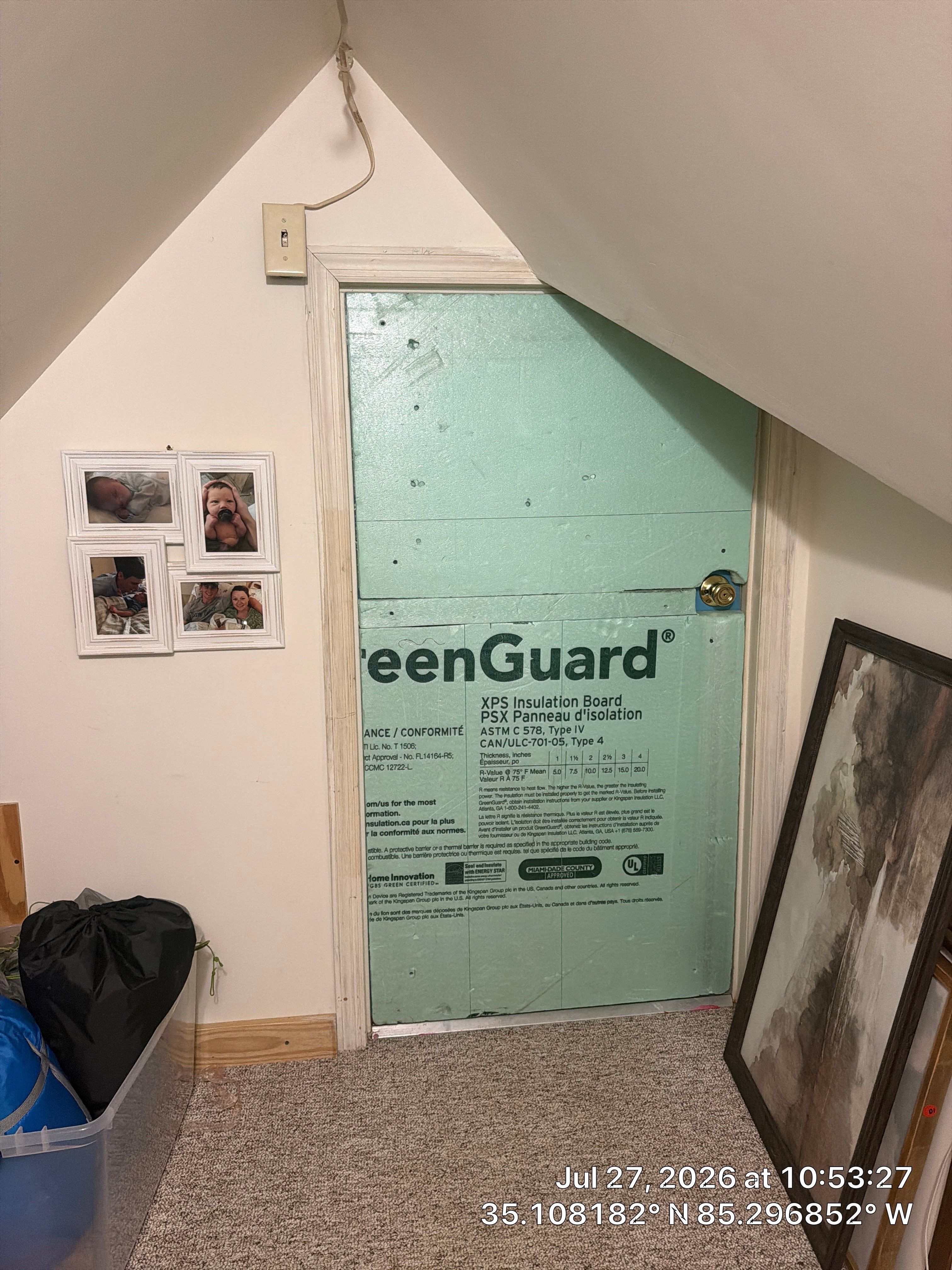 Attic Doorway Weatherization and XPS Insulation Board Installation by CompanyCam Sales Demo