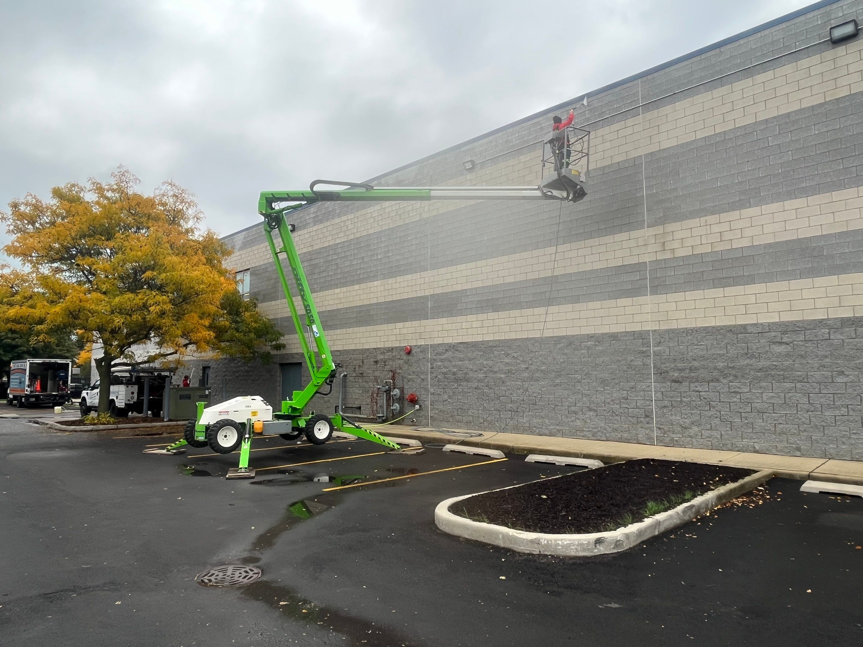 commercial pressure washing using Algaecide, soft wash soap by Northern Power Washing LLC.