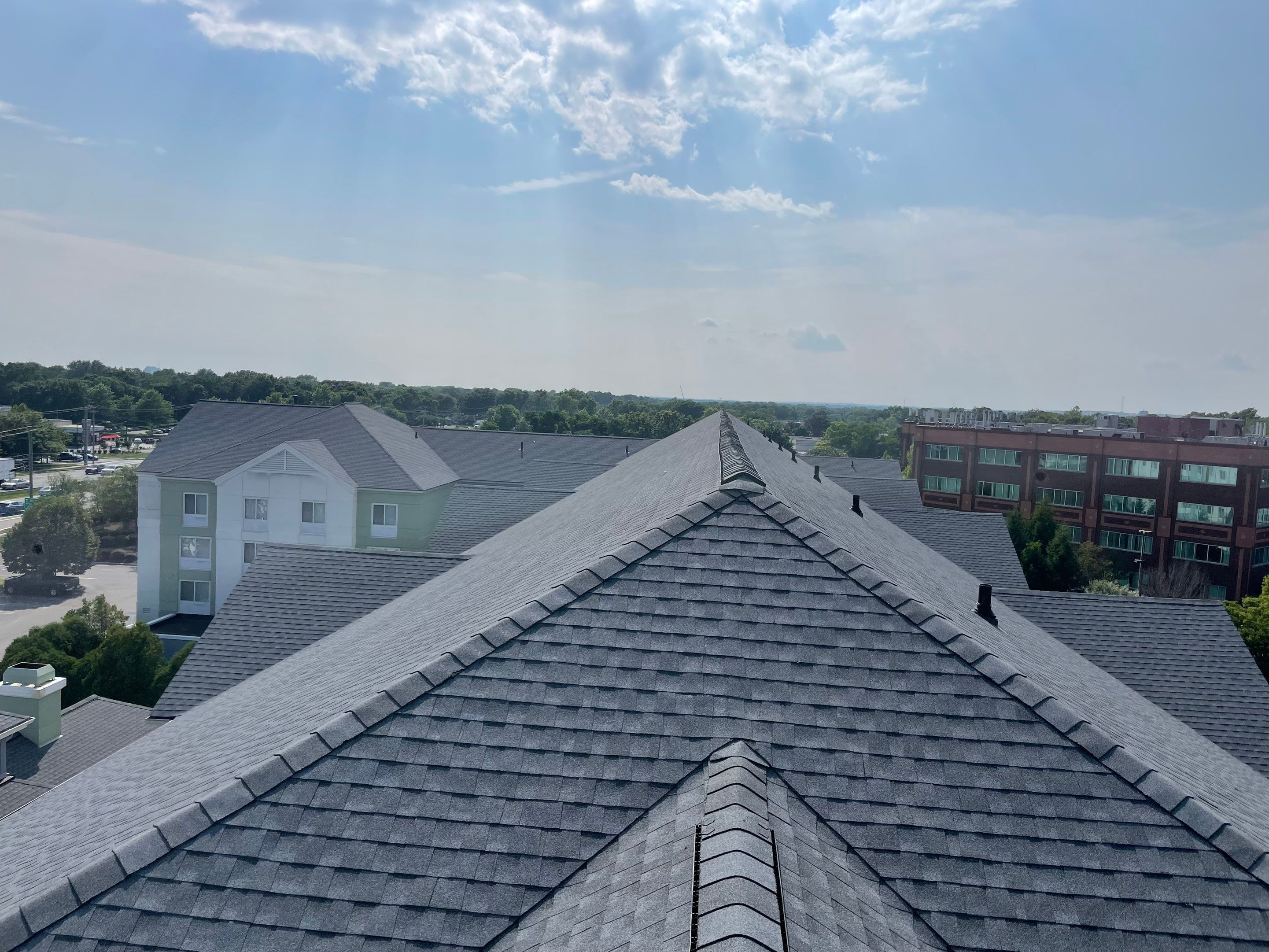 Commercial Roofing Installation using GAF Timberline / New Gutters and Downspouts by All Site Roofing