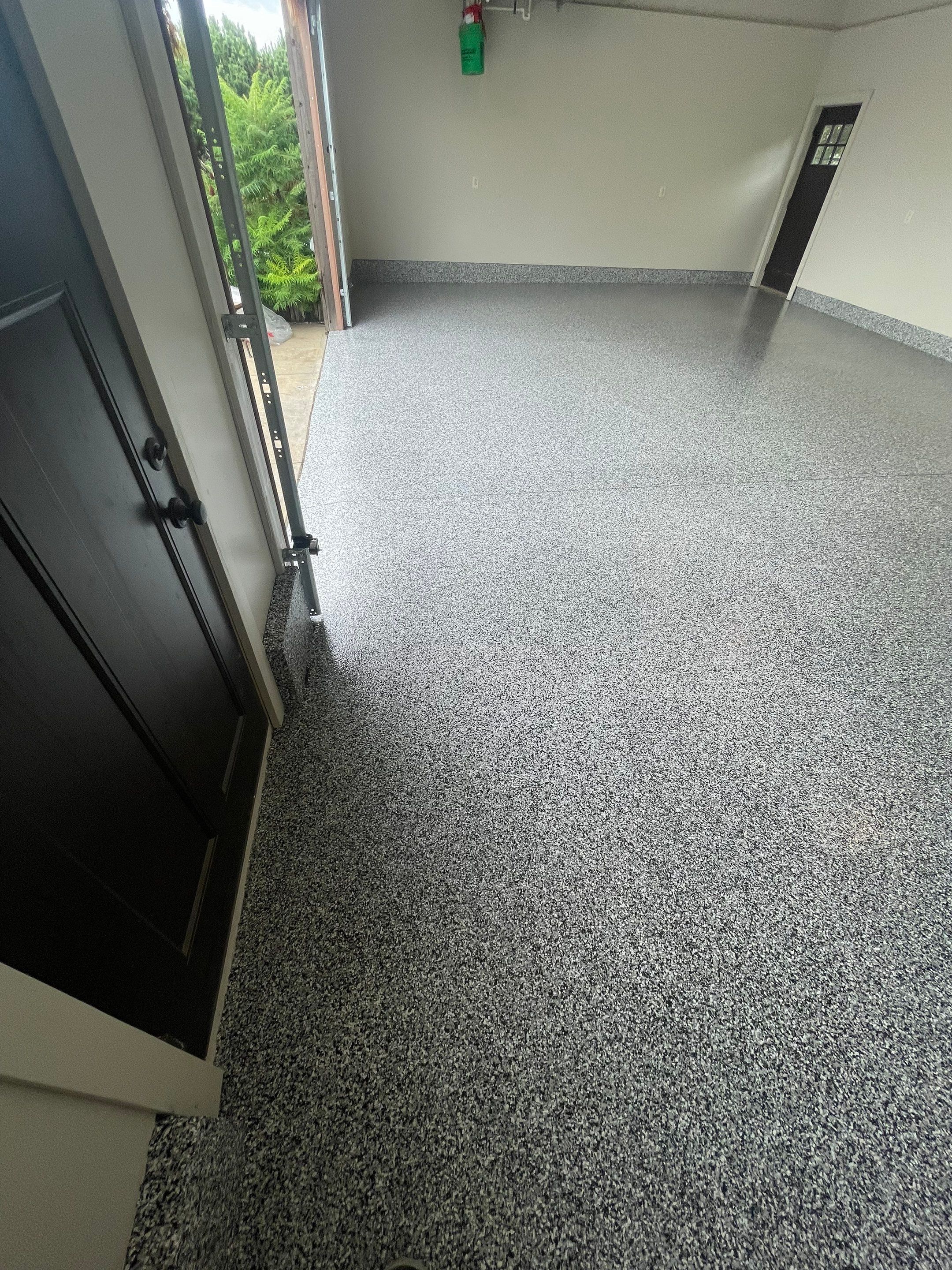 Domino Flake Floor Coating and Crack Repair in Chancellor by Select Painting, Coatings & Garage Cabinets
