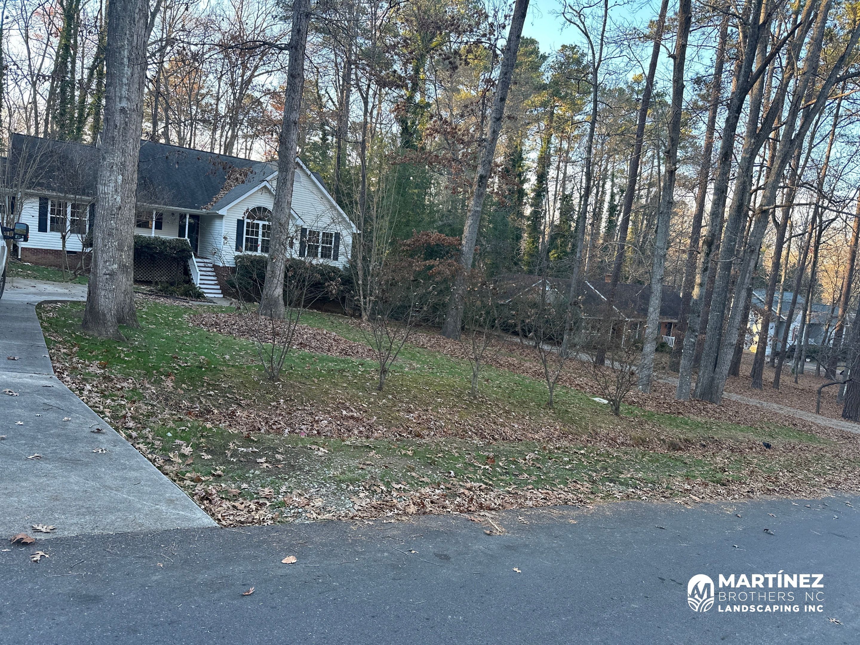Leaf blowing by Martinez Brother’s Nc Landscaping Inc