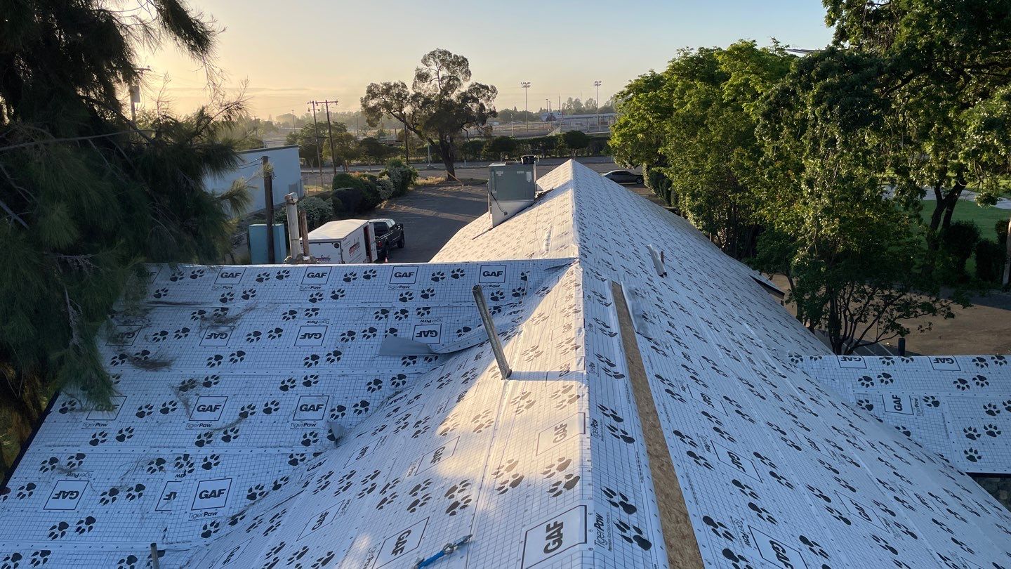 Certainteed Landmark Solaris shingle job at Merced Fairgrounds by Straight Edge Roofing Inc