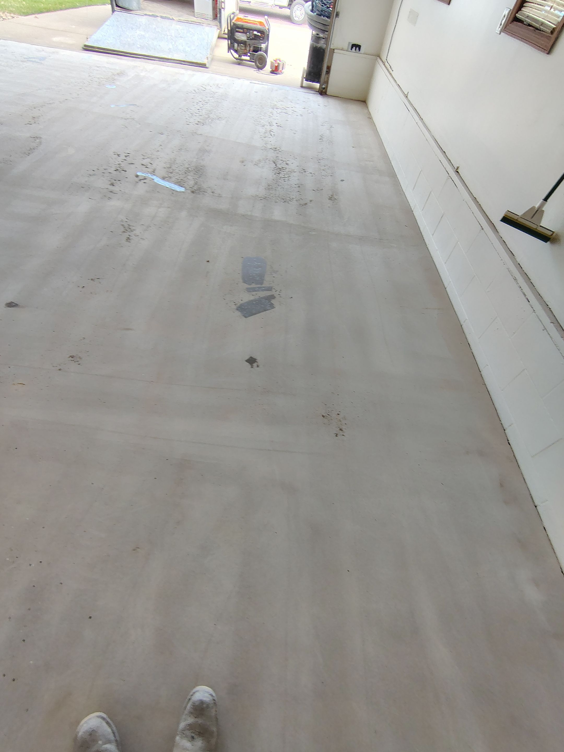 Multi-Colored Flake Epoxy Garage Floor Coating and Crack Repair by Select Painting, Coatings & Garage Cabinets