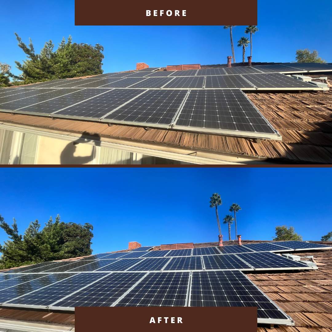 Residential Solar Panel Cleaning Before & After by Palm Coast Solar Cleaning