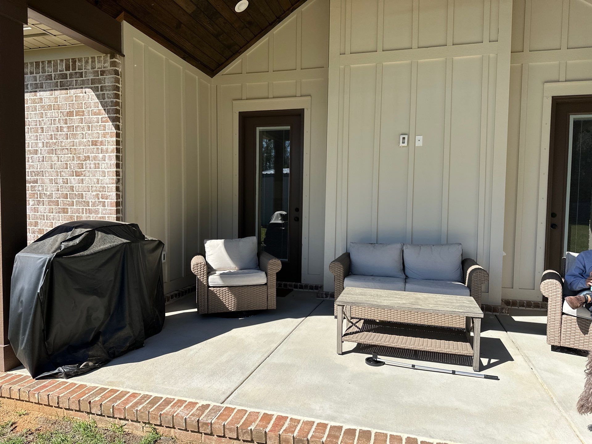 Decorative Stained Concrete Overlay and Garage Floor Coating in Mobile by Cornerstone Hard Surface Restoration 