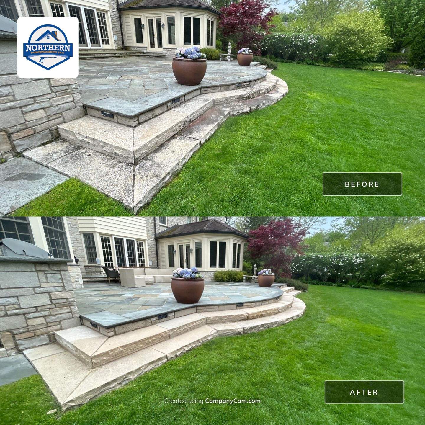 Winnetka, IL bluestone patio cleaning by Northern Power Washing LLC.