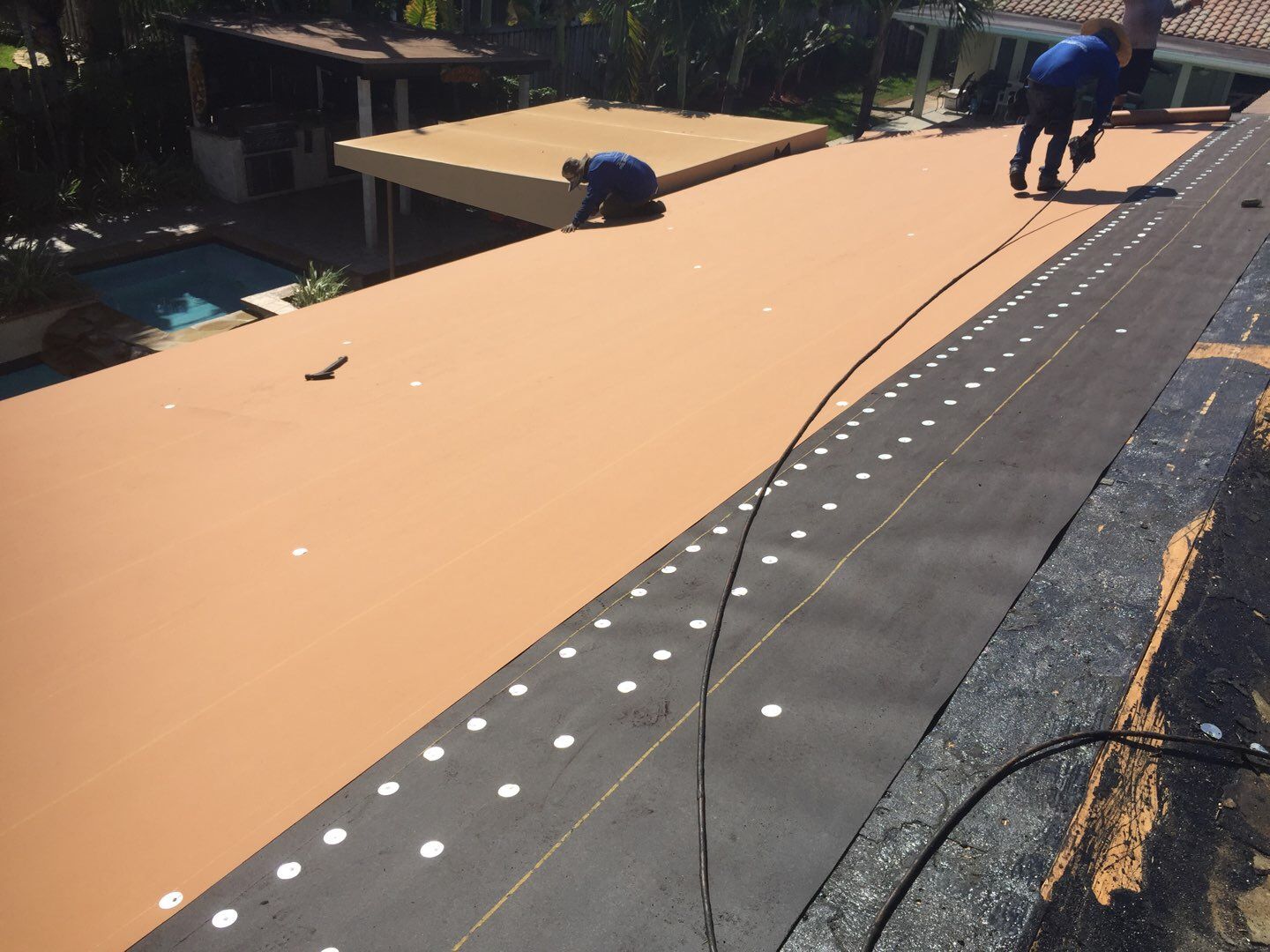 Residential Roofing Installation using 1" Nail strip metal roof by BLUES BROTHERS ROOFING