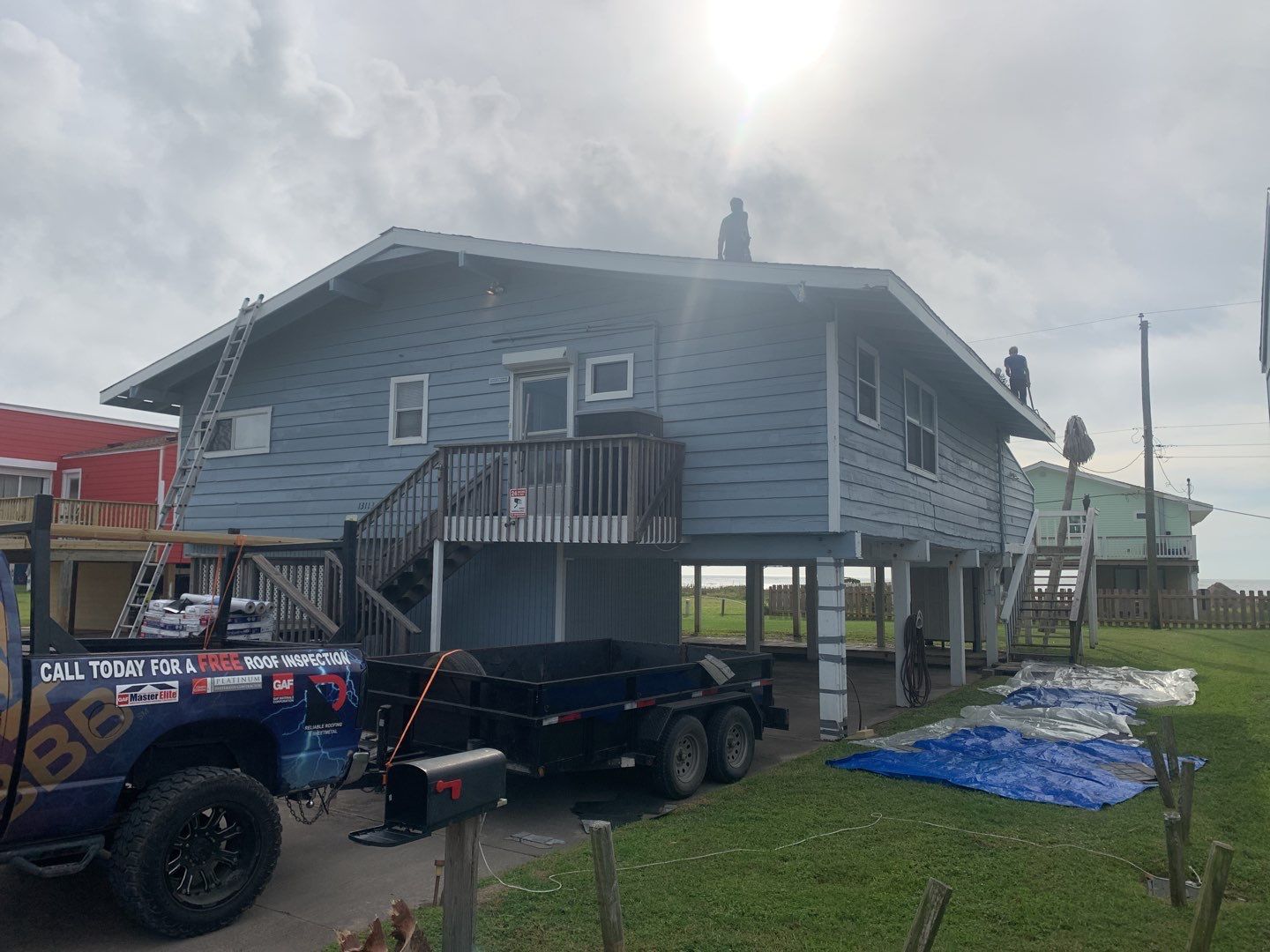 Galveston Waterfront Roof Installation In Progress by Elite Roofing LLC