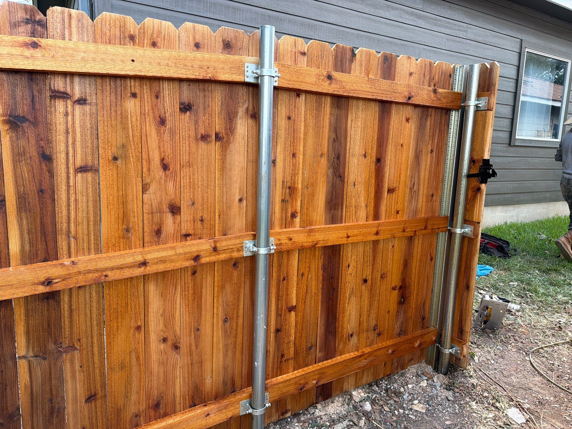 Cedar Privacy Fence Replacement with Steel Posts in Austin by Rhino Home Care