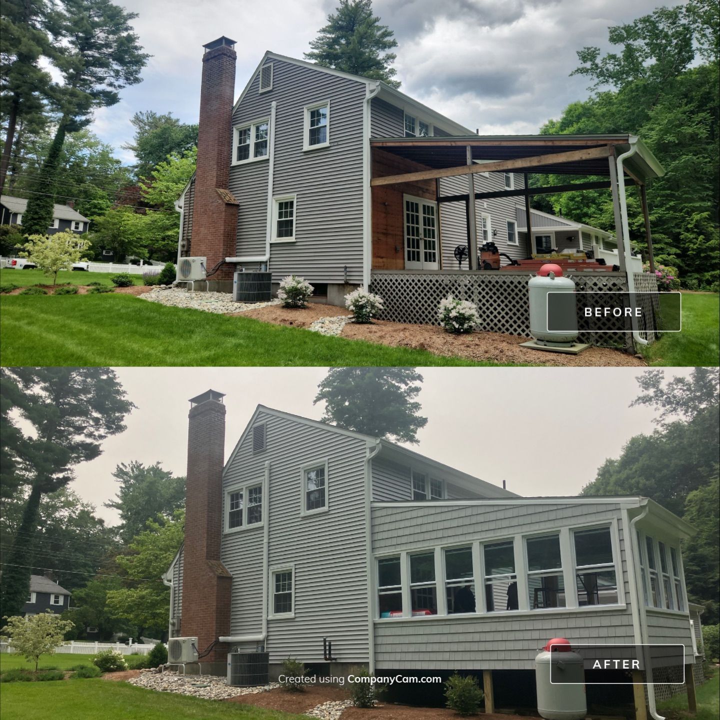 Siding Transformation with Cert Cedar Impressions D/7 Perfection Straight Bottom, Sterling Gray, and Cert Monogram D/4 x 12'6" Clapboard, Sterling Gray by DiGiorgi Roofing and Siding Inc