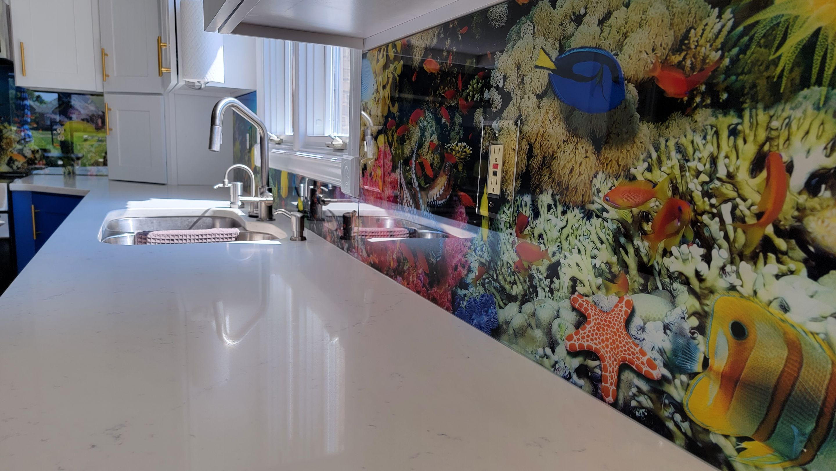 IMAGIO under the sea solid glass kitchen backsplash by IMAGIO