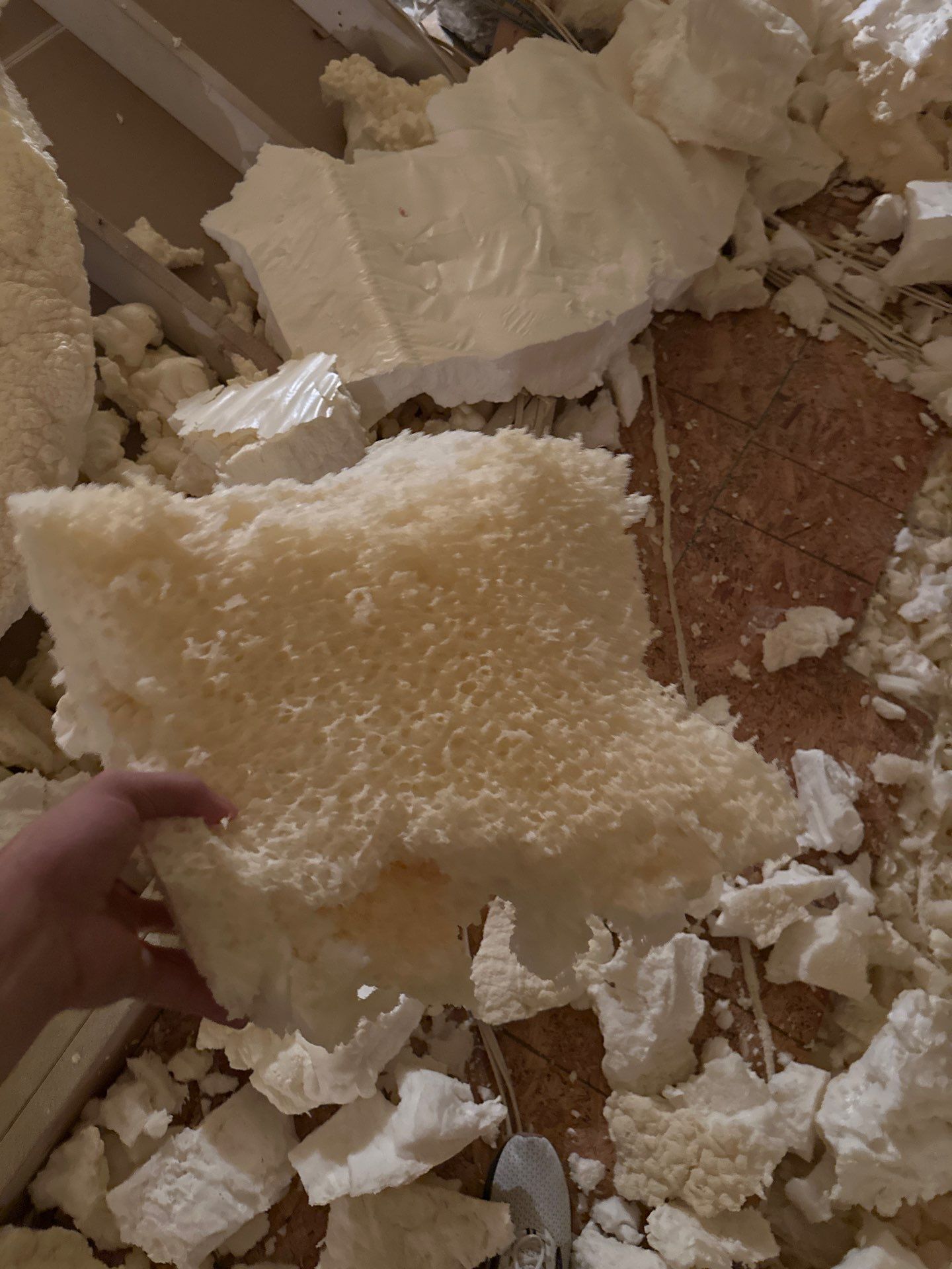 Spray foam insulation removal & re spray by Apex Insulation Solutions