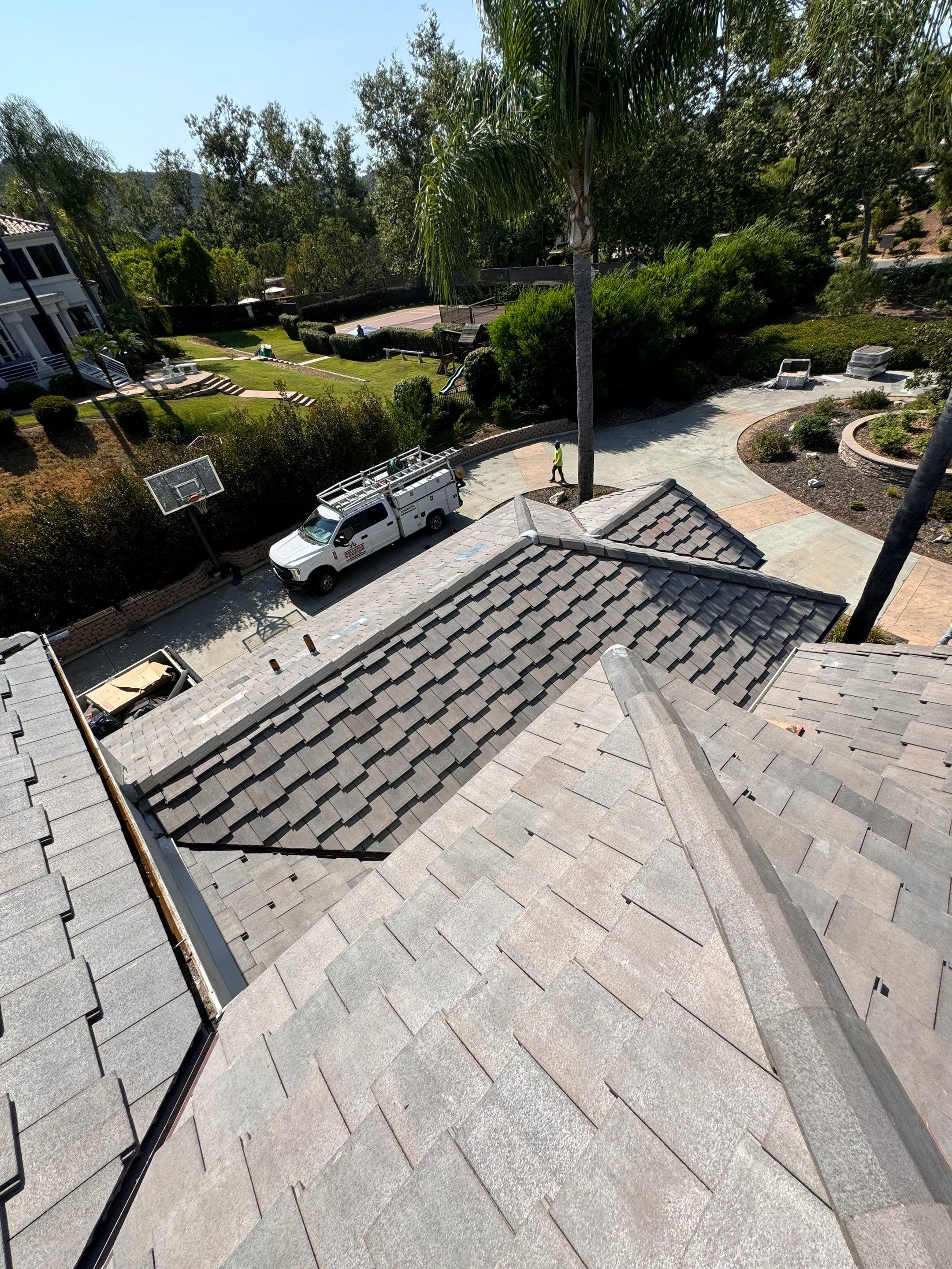 Full Roof Replacement Featuring Staggered Eagle Concrete Tiles in Poway by Reliable Roofing San Diego Inc.