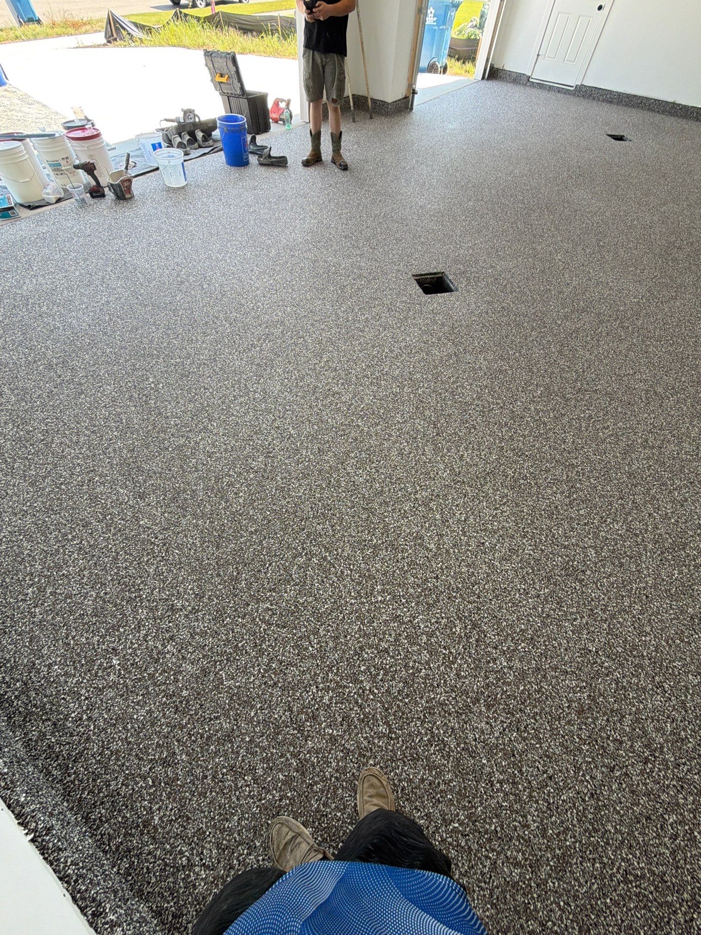 Custom Grey Epoxy Flake Garage Floor Coating in Holland by Gordon Painting