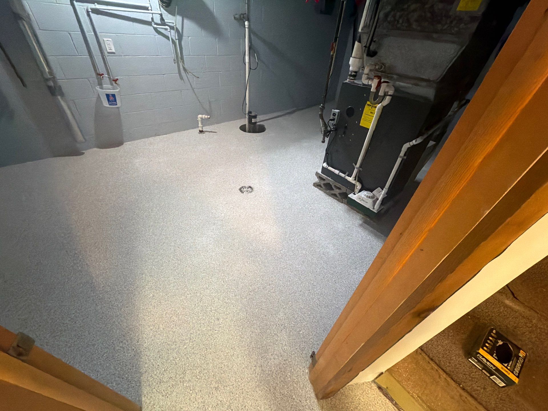 Basement Epoxy Flake Floor Installation and Surface Repair in Montague by Gordon Painting