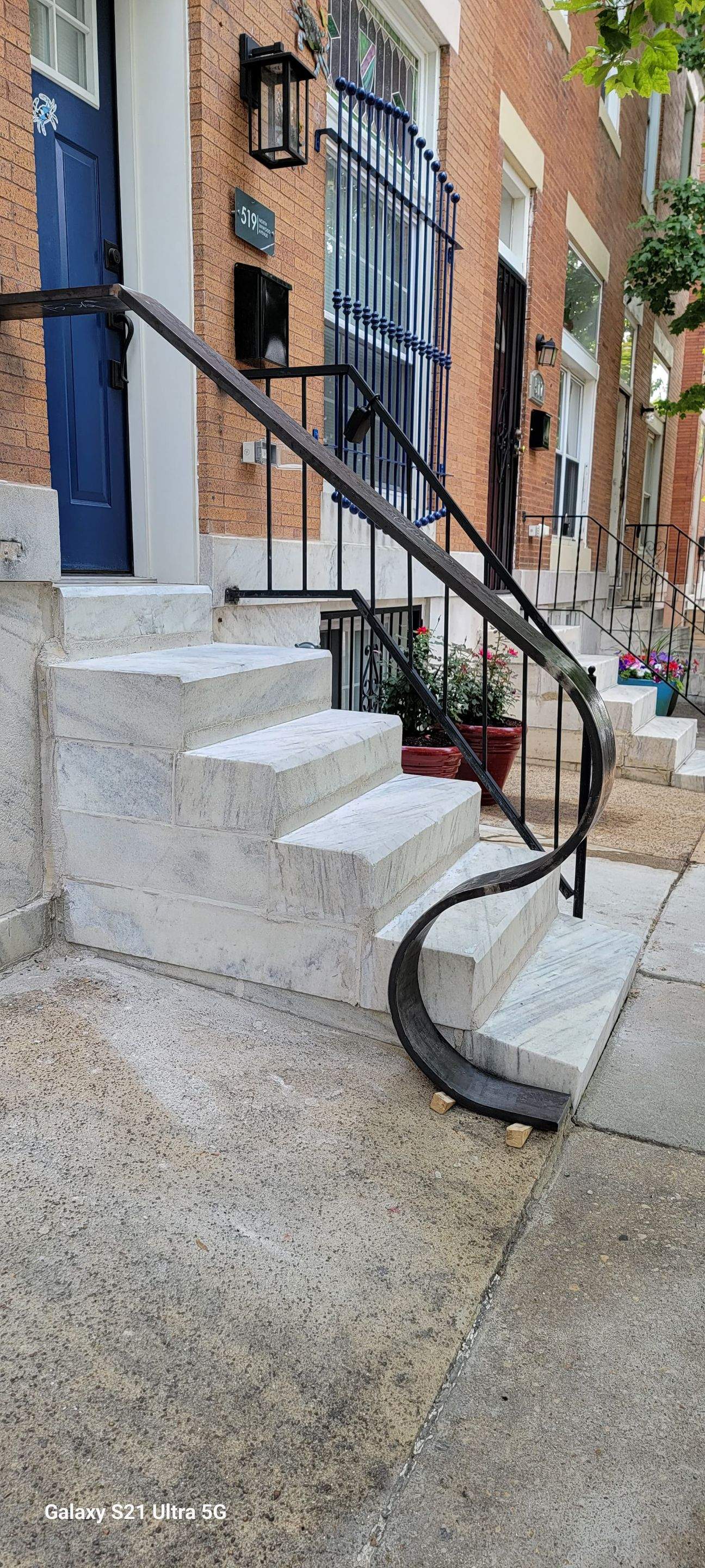 Custom "S" Shape Stair Handrails – Entryway Transformation – Baltimore, MD by Capitol Iron Works
