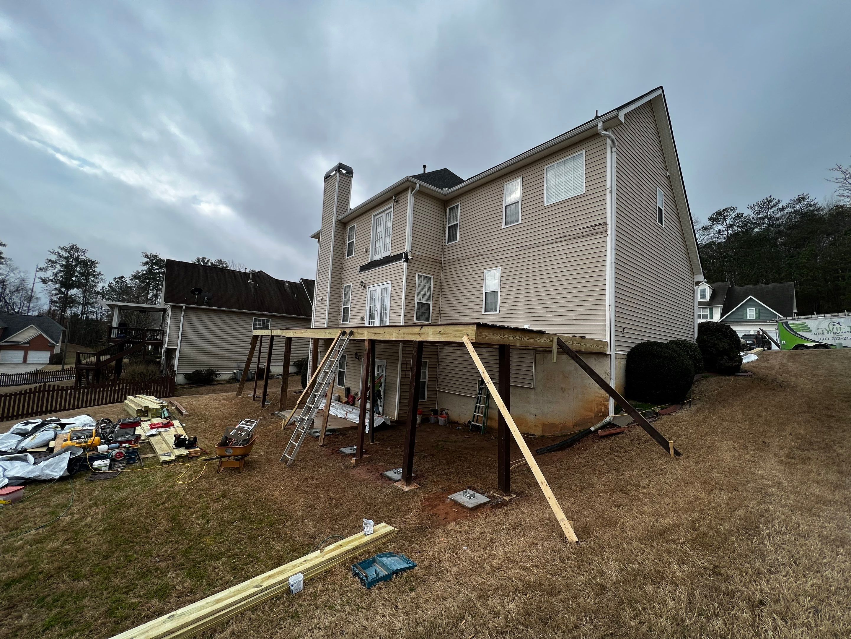 Elevated Screened-In Porch and Deck Construction in Mableton by Swift Home Renovations