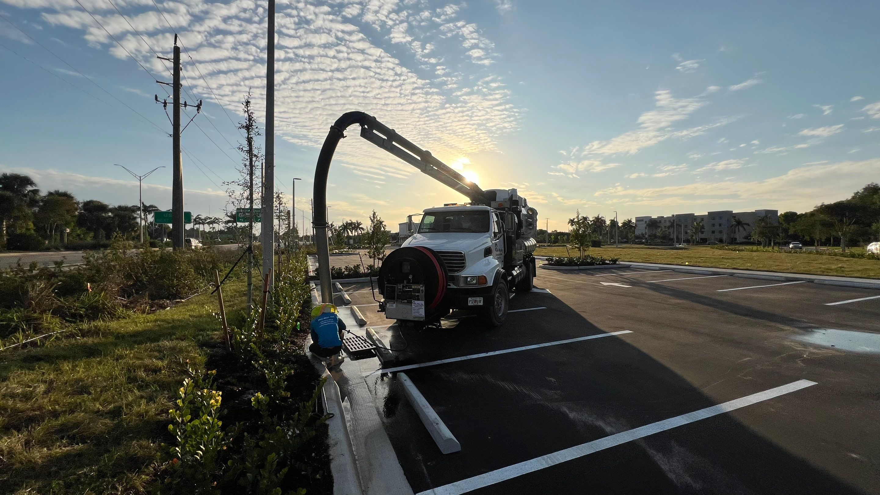 New Construction Commercial Parcel Stormwater System Cleaning by APS Power & Water