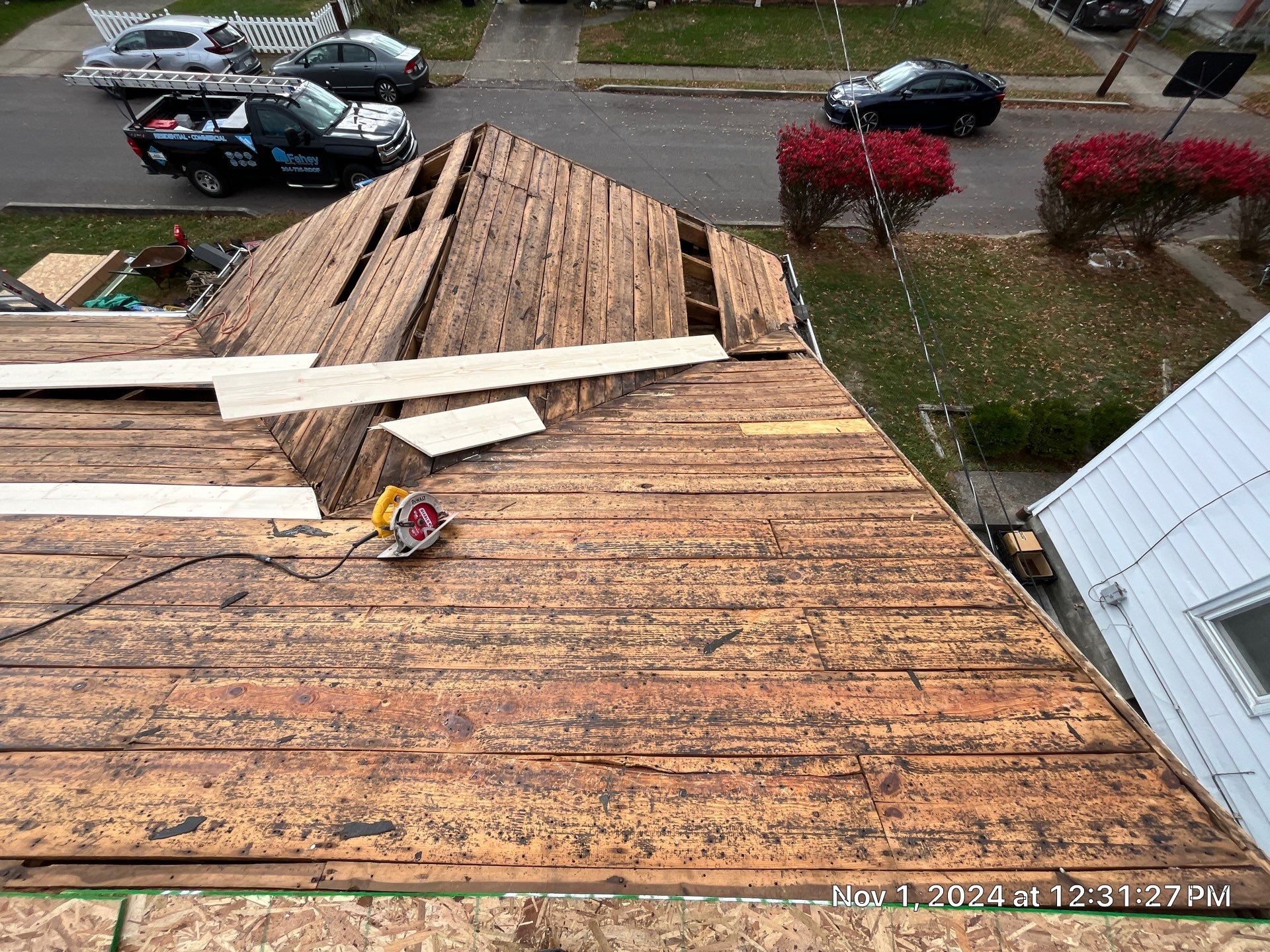Residential Roofing Installation using Certainteed Landmark Pro Shingles blue by Fahey Roofing + Contracting