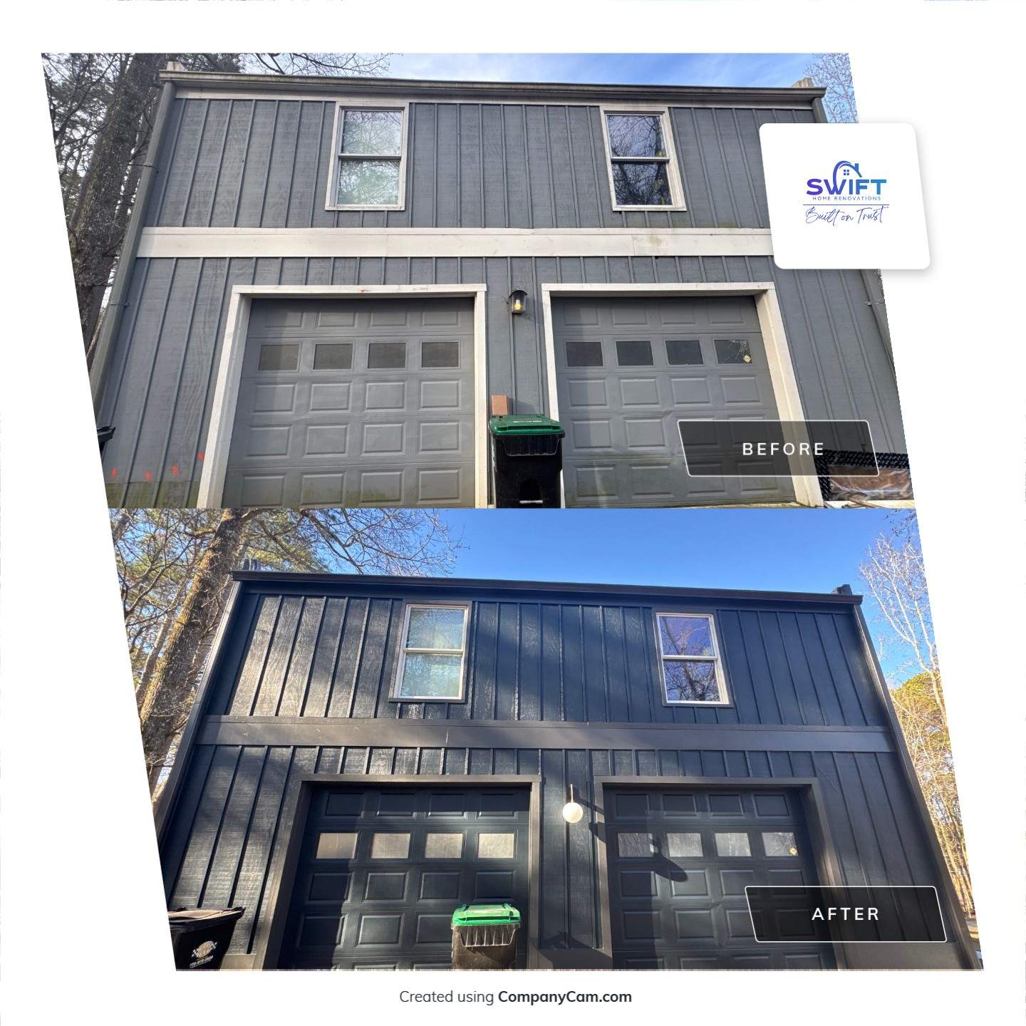 Full Exterior Transformation With Modern Black Finish by Swift Home Renovations