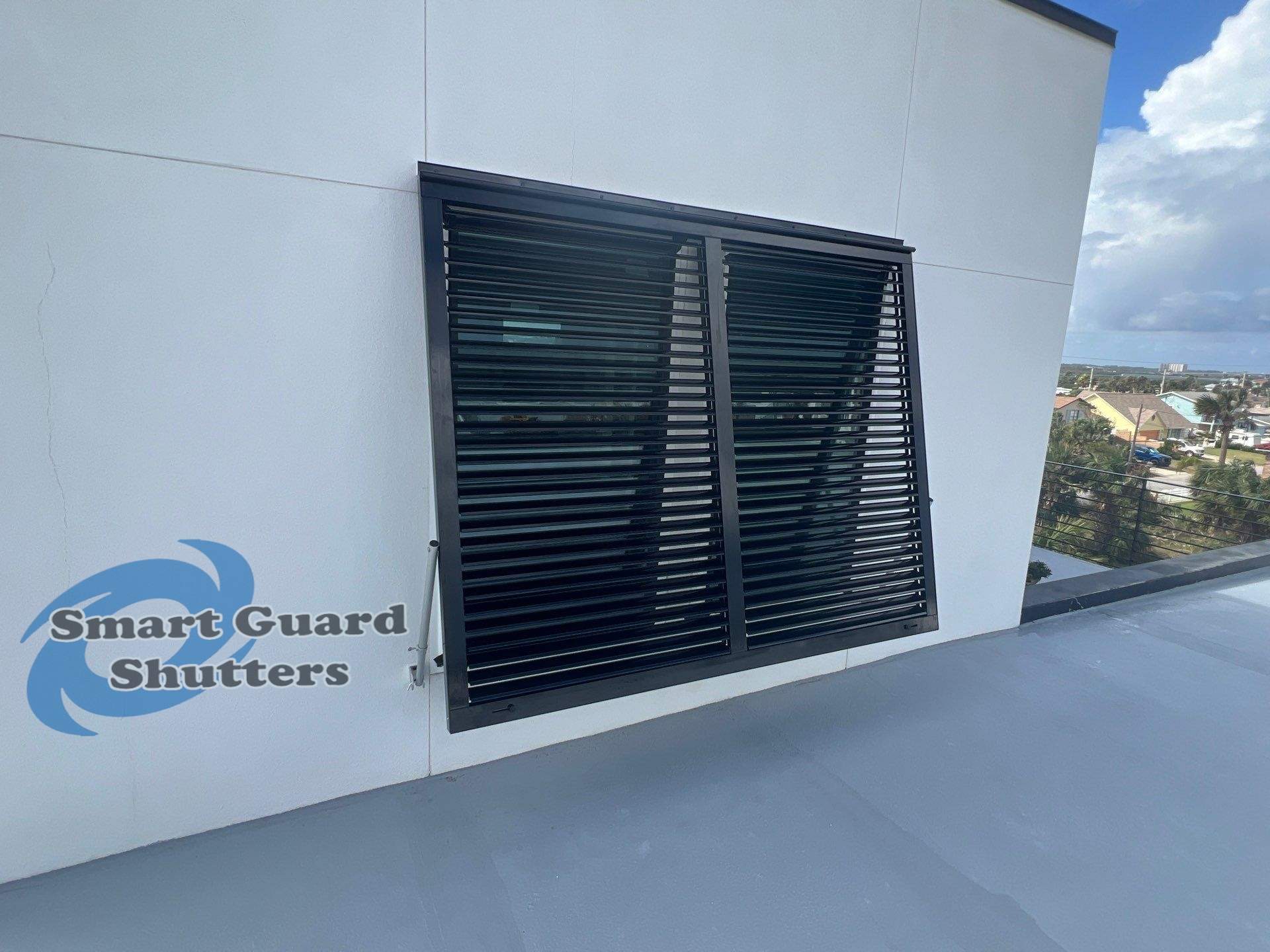  AstroGuard Hurricane Fabric & Impact Bahamas in Jet Black by Smart Guard Shutters