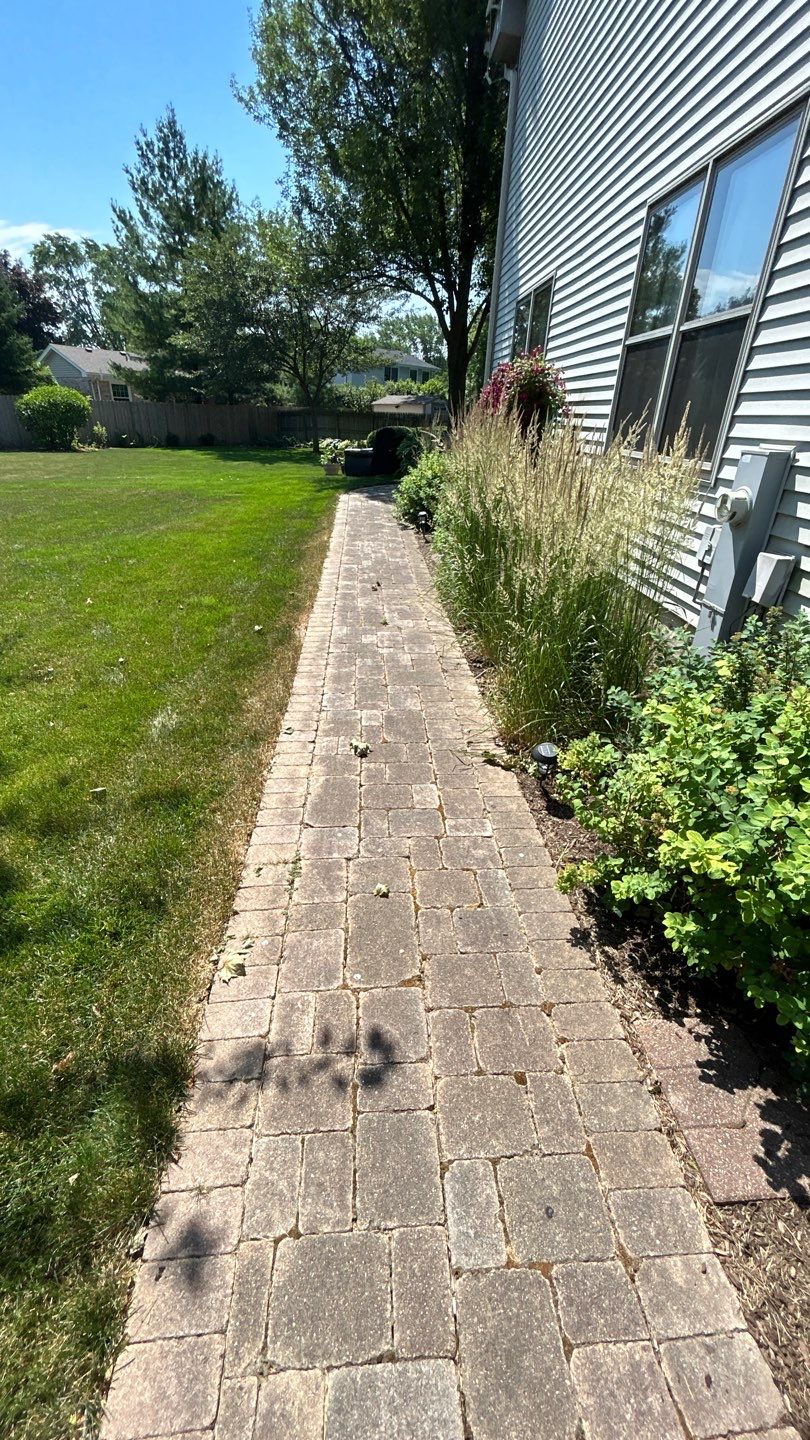 Brick paver clean, sand and seal.  using Polysweep polymeric sand by Northern Power Washing LLC.