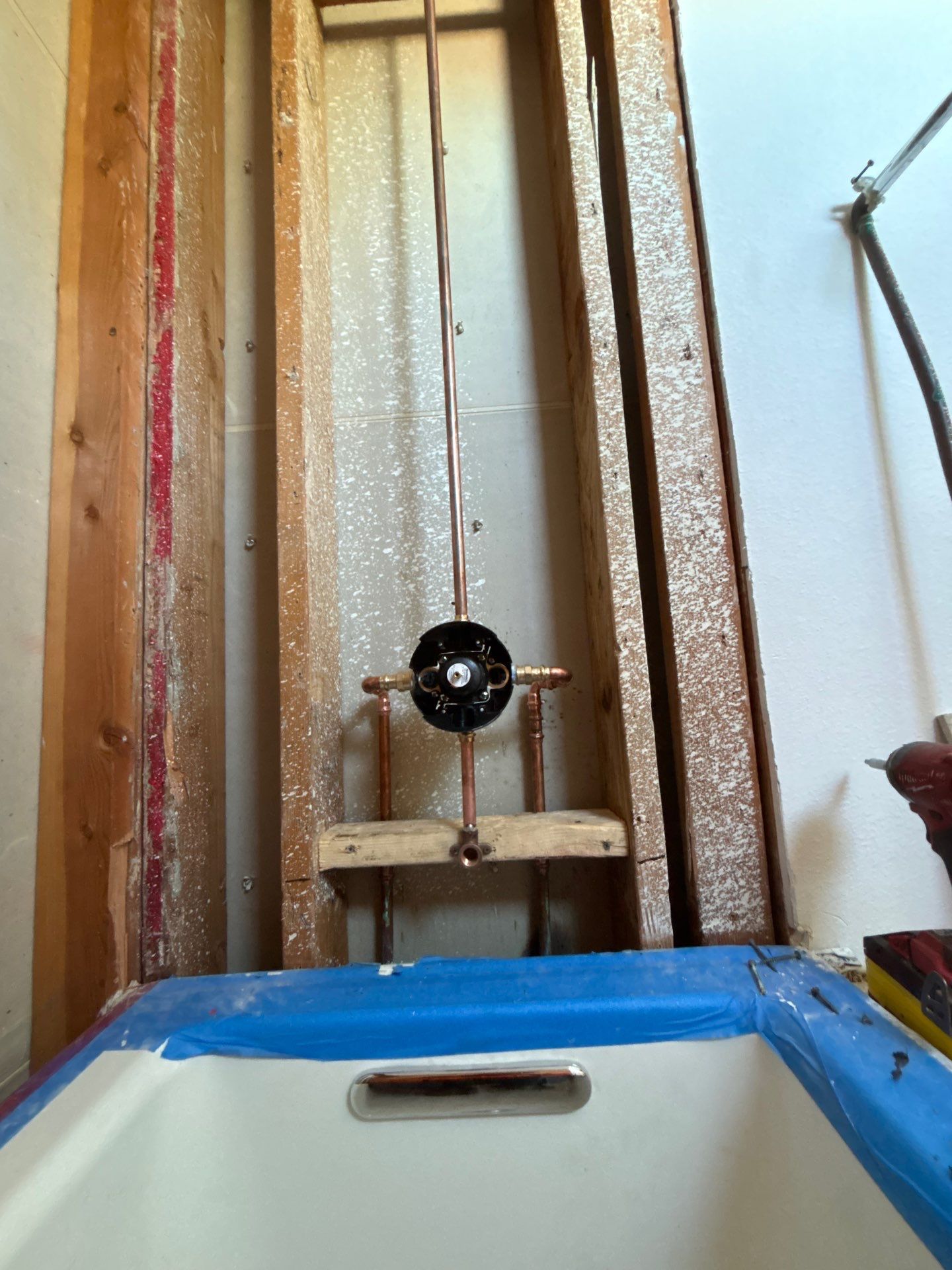 Installing Water Pipe for Shower by Us Plumbing