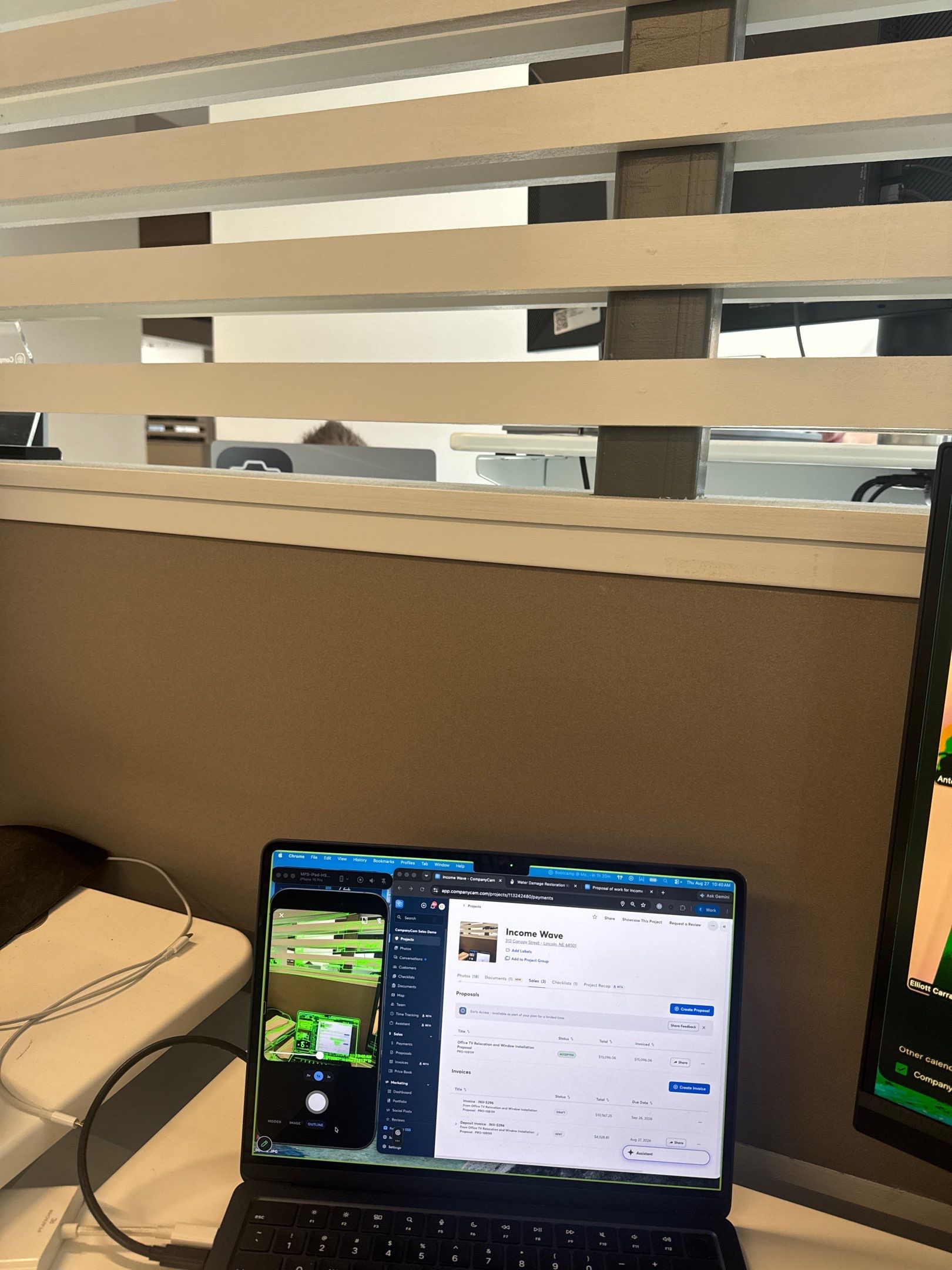 Modern Office Remodel with Custom Privacy Slats and Acoustic Baffles by CompanyCam Sales Demo