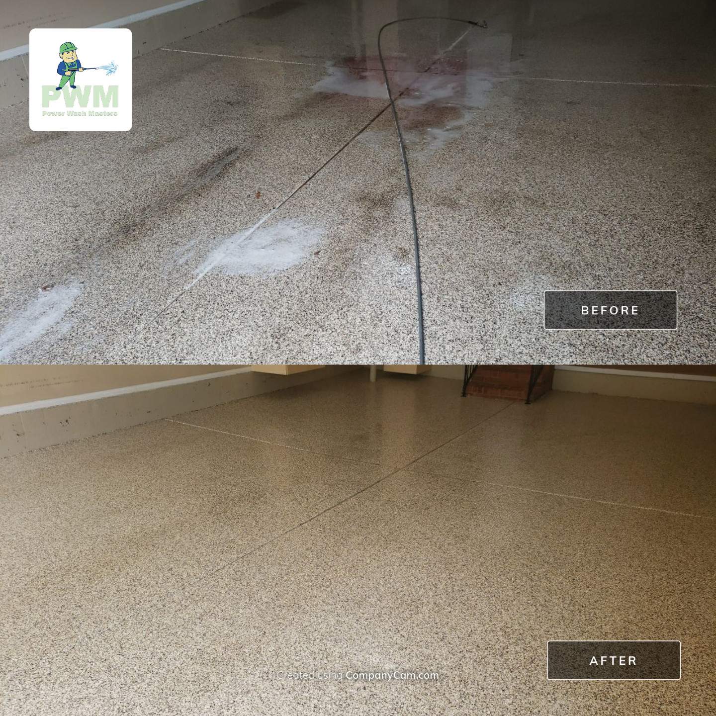 patio cleaning using cleaner by Power Wash Masters LLC
