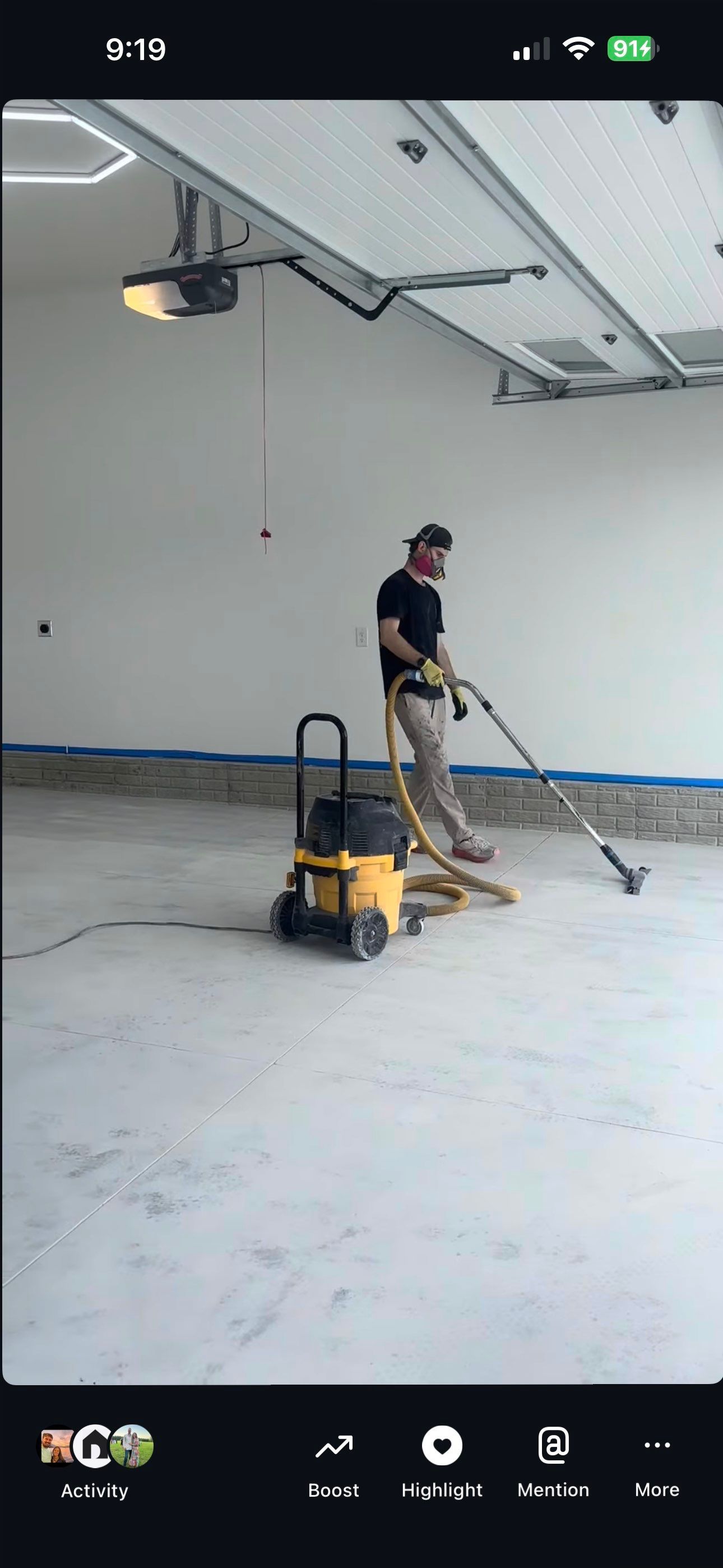 Three-Stall Garage Epoxy Floor Coating and LED Lighting in Lincoln by Goat Coatings