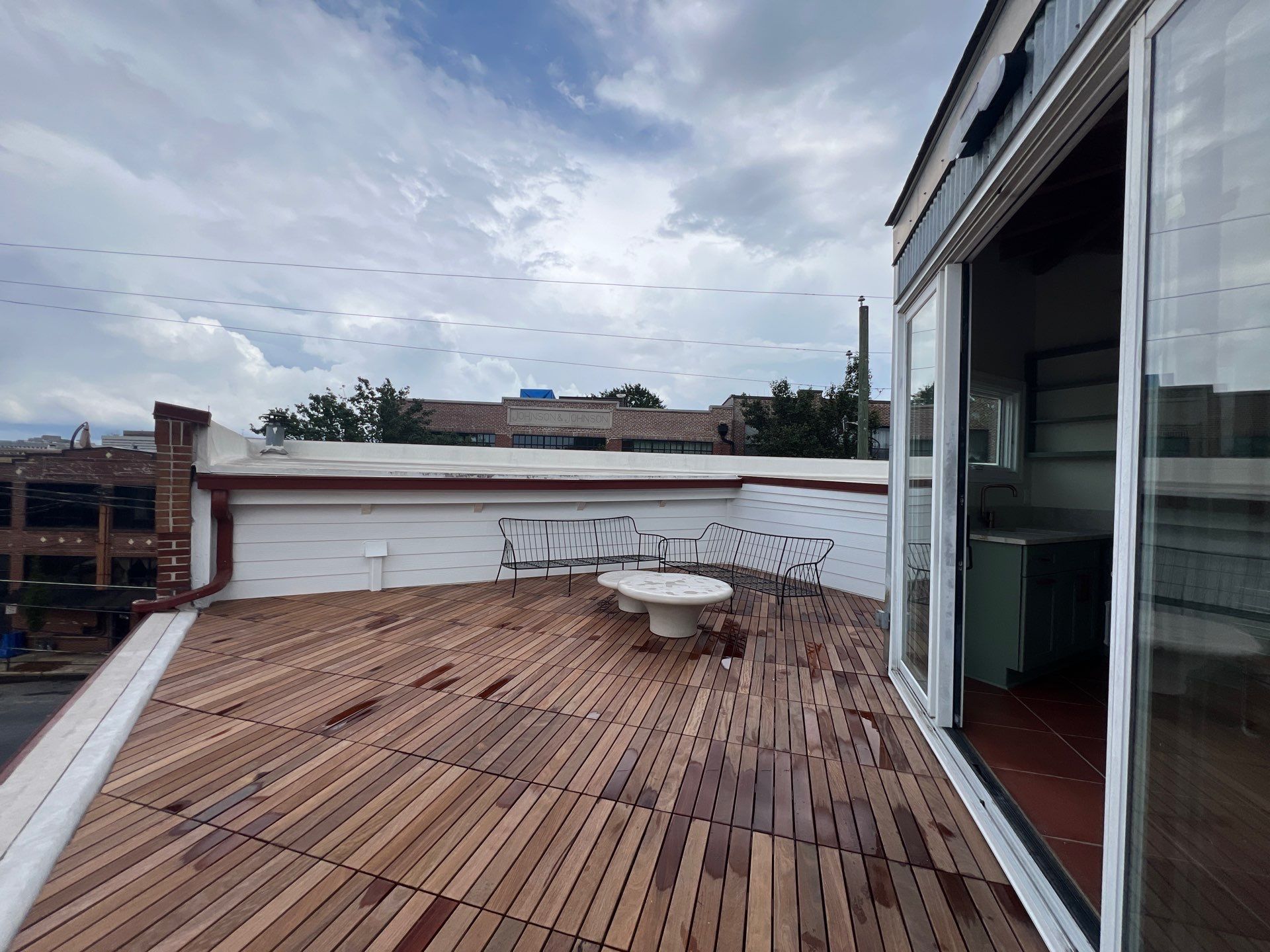 Atlanta Rooftop Deck Renovation with Modular Wood Slat Tiles by Swift Home Renovations