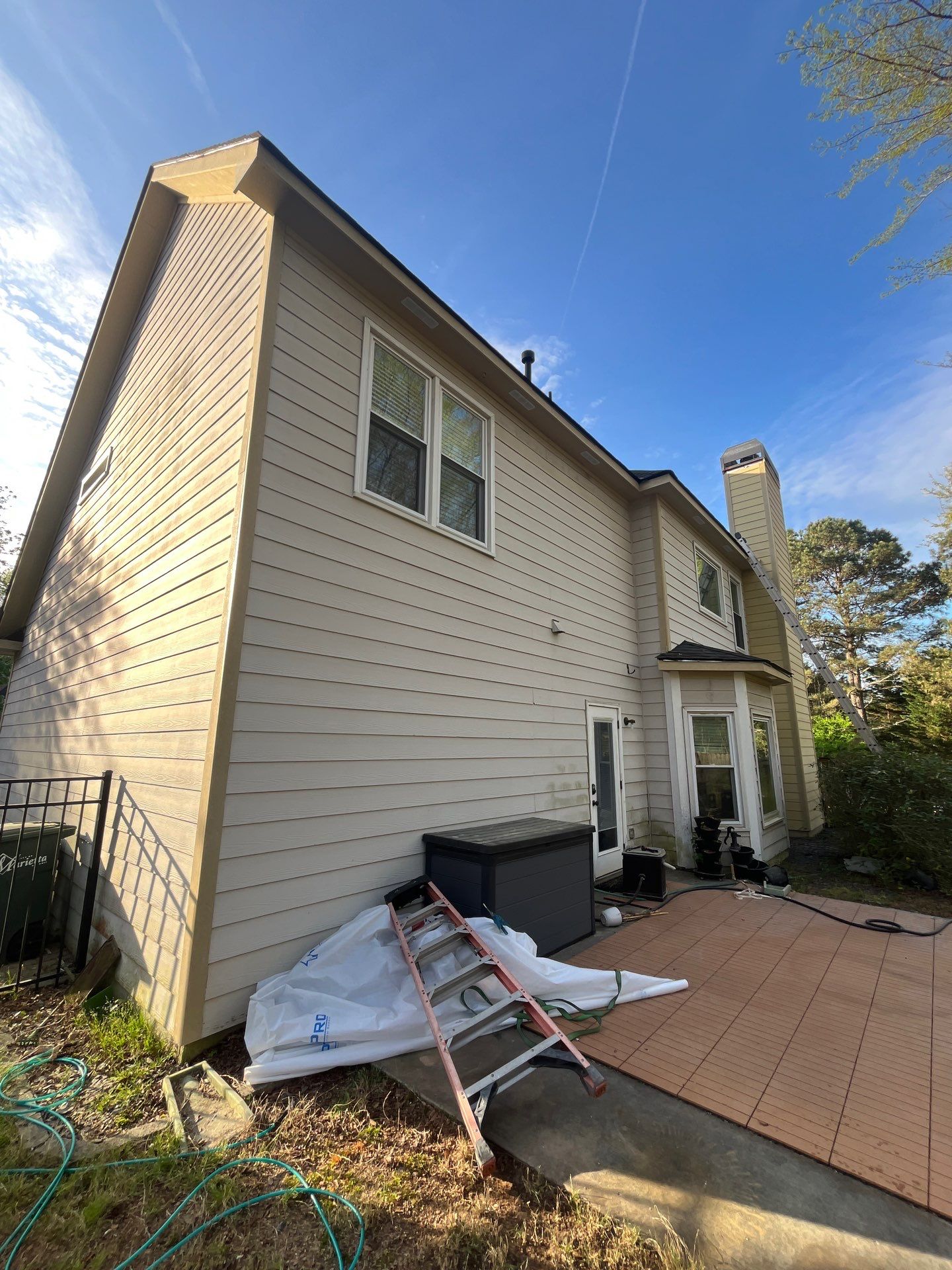Marietta, GA Chimney Siding, Fascia, and Soffit Replacement using James Hardie Lap Siding, Hardie Trim, and Hardie Panel by Nelson Exteriors 