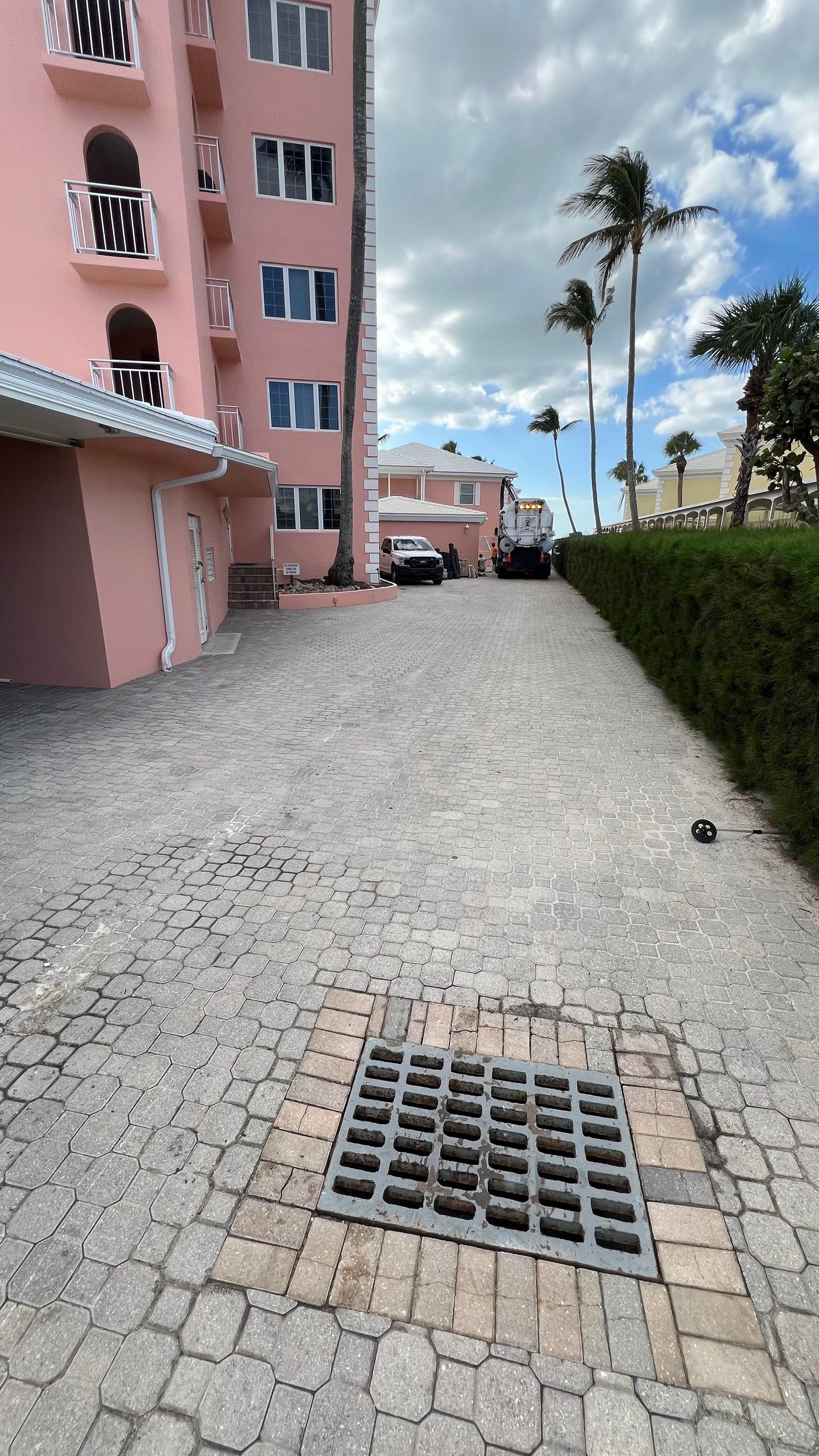 Catch Basin Cleaning After Hurricane Milton Naples Condo by APS Power & Water