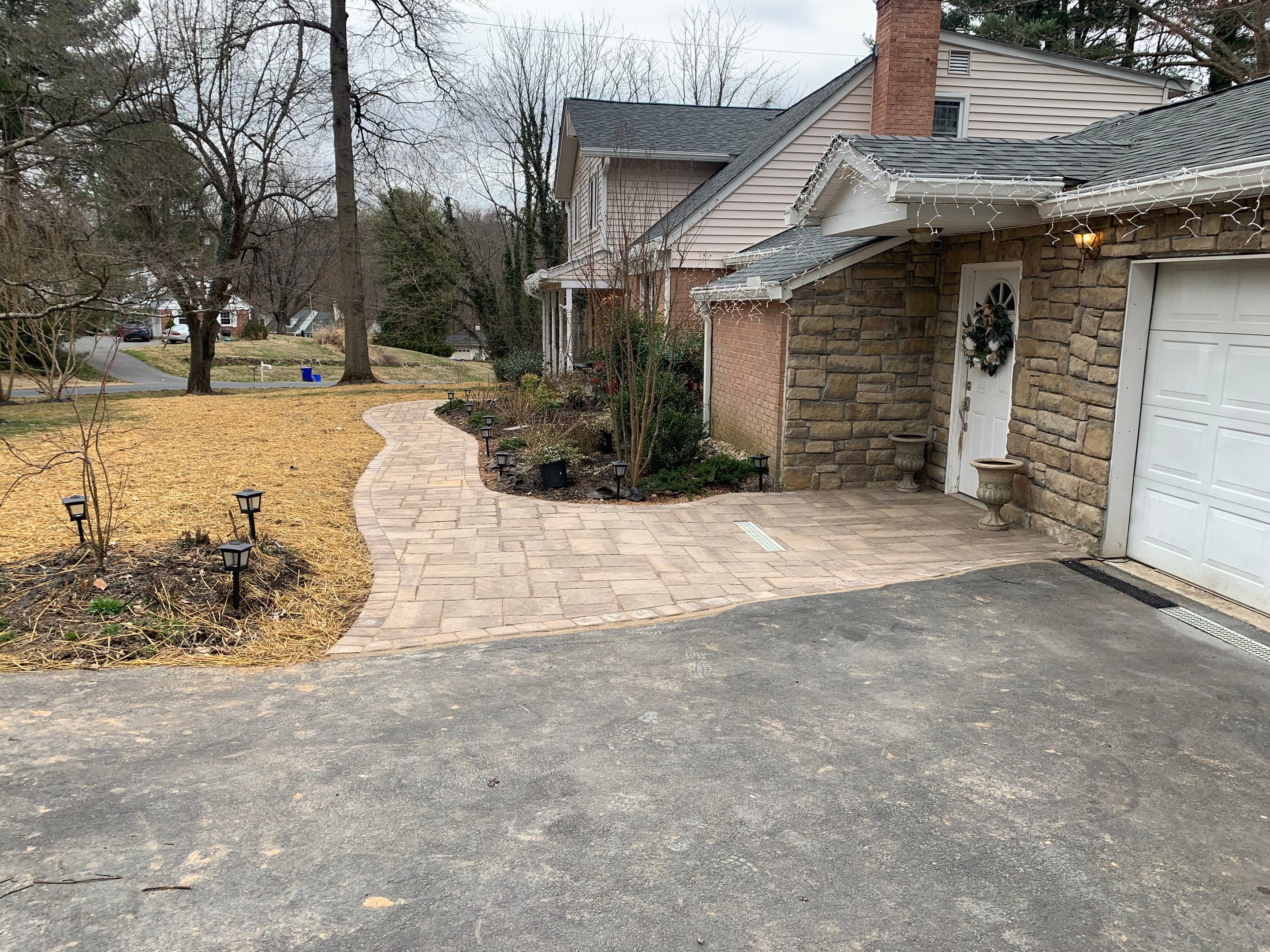 Front Walkway Remodel using Techo-Bloc Pavers by The Smet Companies, LLC