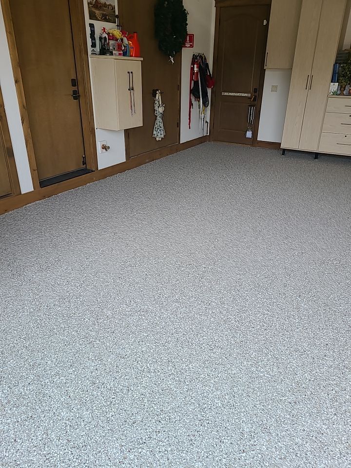 Garage Transformation using Pebble Beach by Croc Coatings, LLC