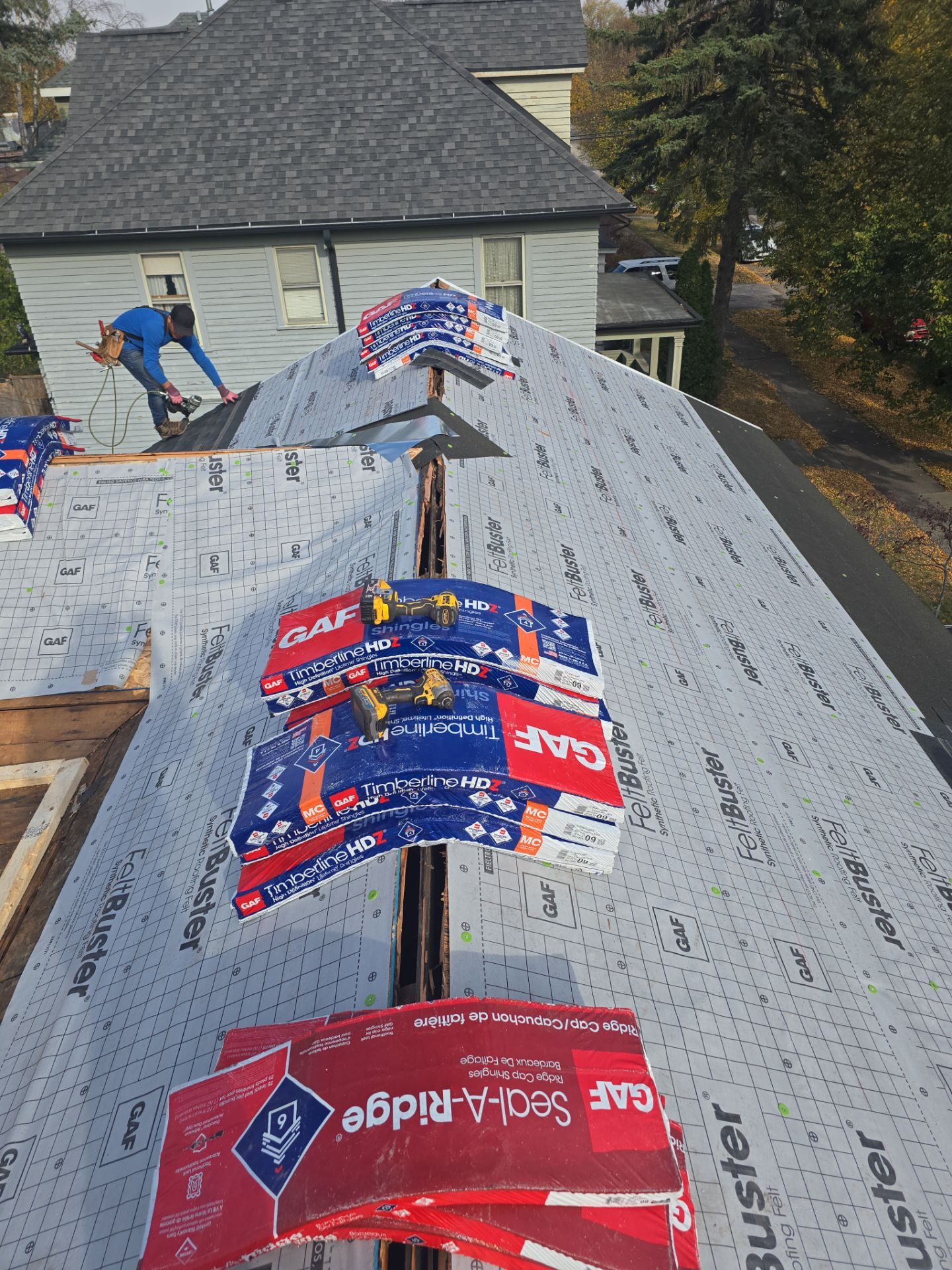Residential Roofing Installation using GAF HDZ shingles by Gellings Roofing and Siding LLC