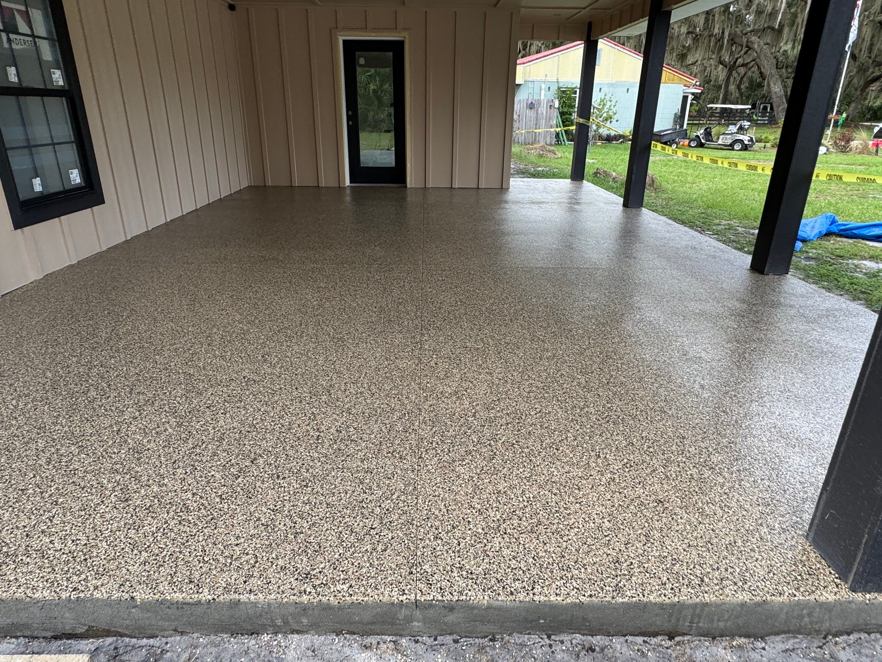 Carport in Hawthorne, FLin Aztec Beige by Cross Creek Concrete Coatings