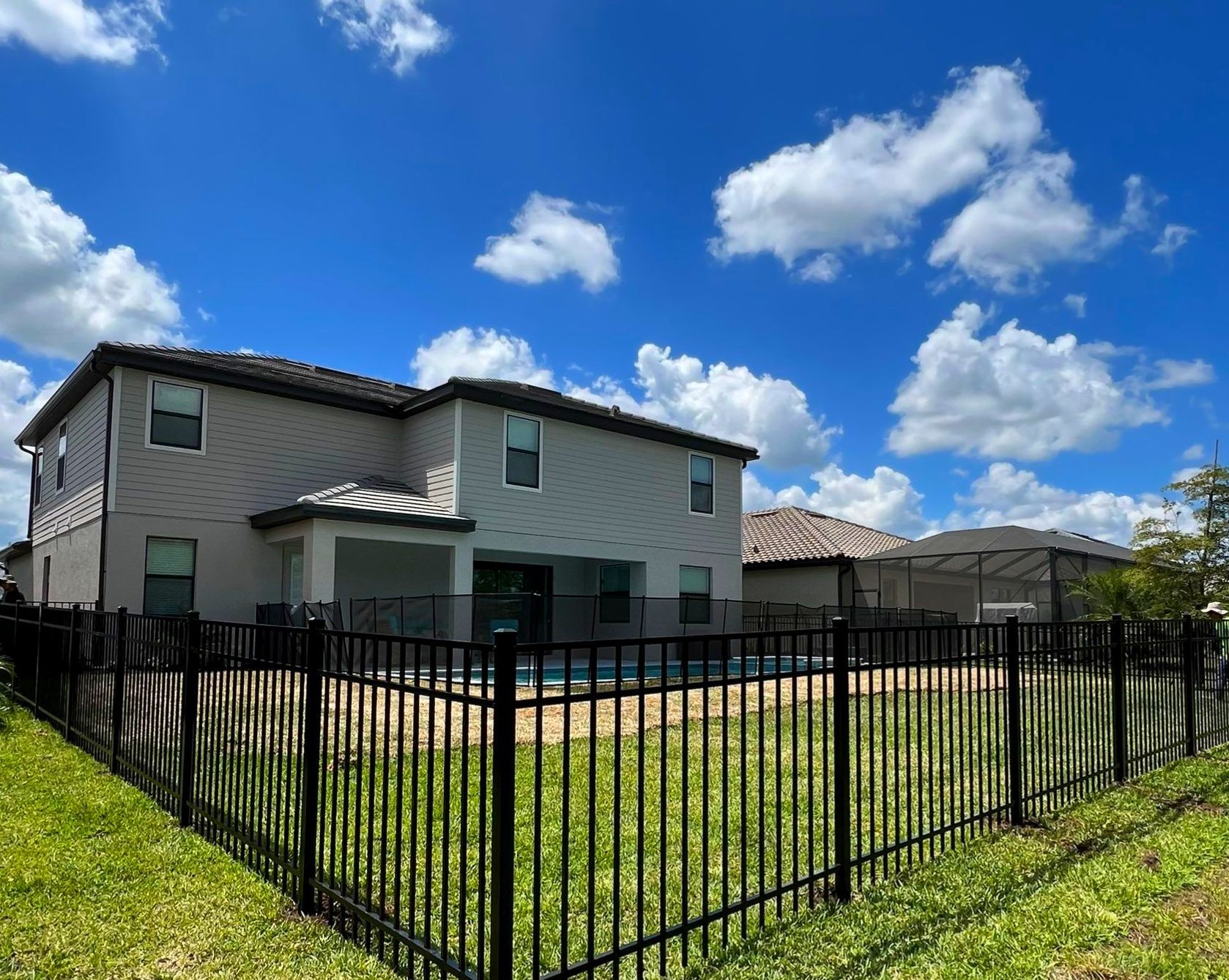 Aluminum Fence Installation using Black 3 Rail Aluminum Fence by Asap fence and gates, LLC