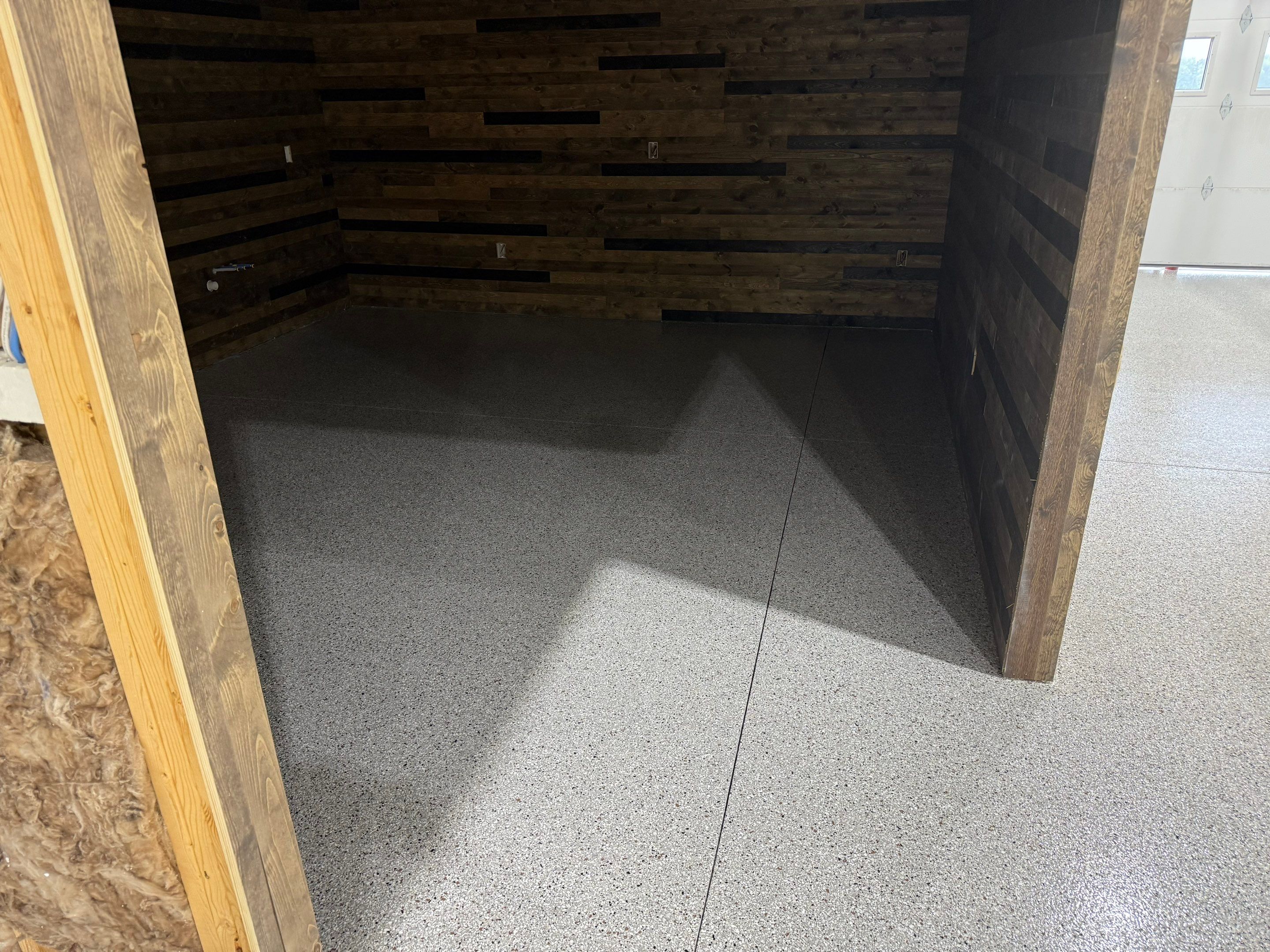 Custom Speckled Floor Coating for Large Montrose Shop by Select Painting, Coatings & Garage Cabinets