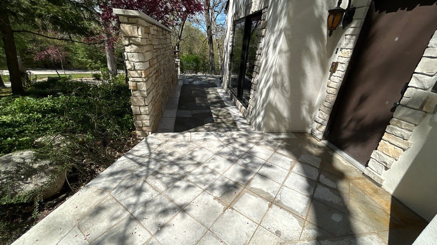 natural stone using Algaecide, soft wash soap by Northern Power Washing LLC.