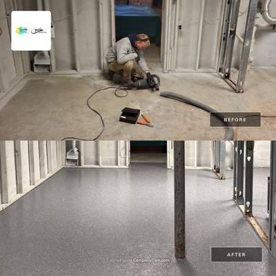 Basement Concrete Floor Coating with Penntek Flake System