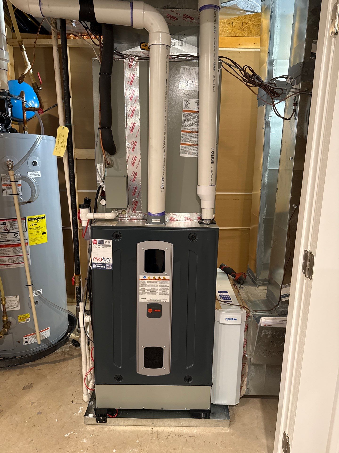 Trane Two Stage Variable Speed Furnace and Steam Humidifier Installation in Aldie by Pro Sky Services