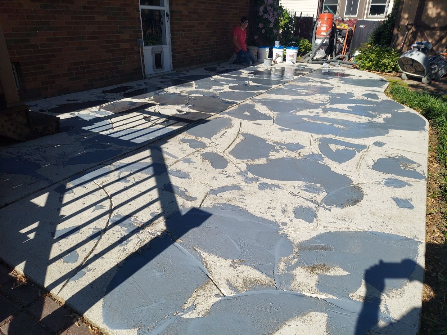 Patio with Stone Removal (Chestnut) - Struthers, OH by Alexander Concrete Coatings